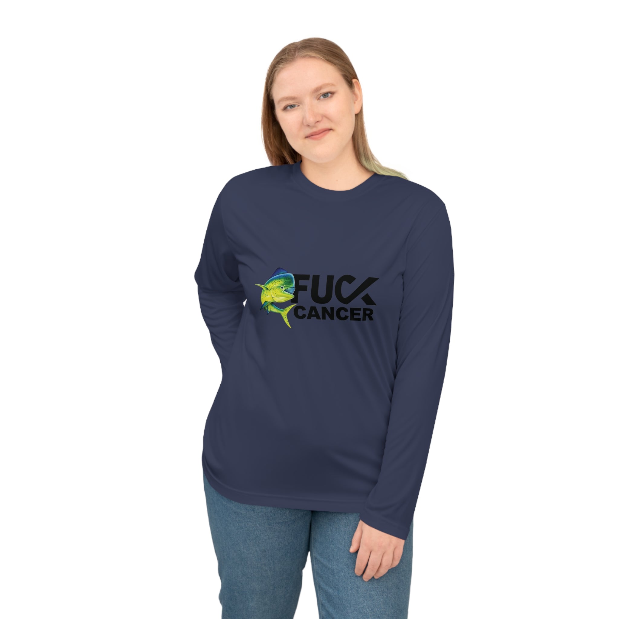 Long Sleeve Shirt — 'F**k Cancer' Fishing Mahi Mahi Performance Tee