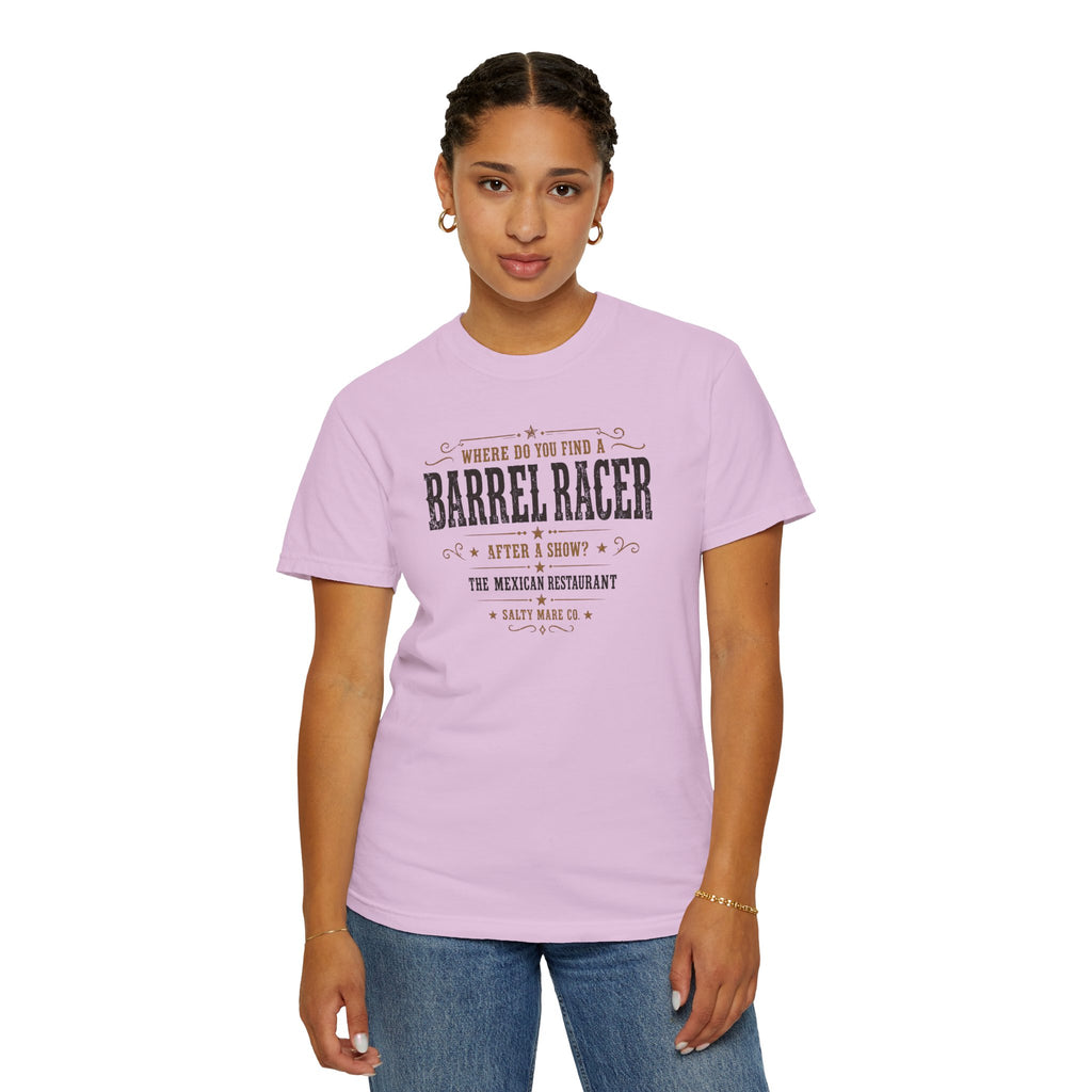 Barrel Racer Graphic T-Shirt — 'Where Do You Find a Barrel Racer' Western Rodeo Tee