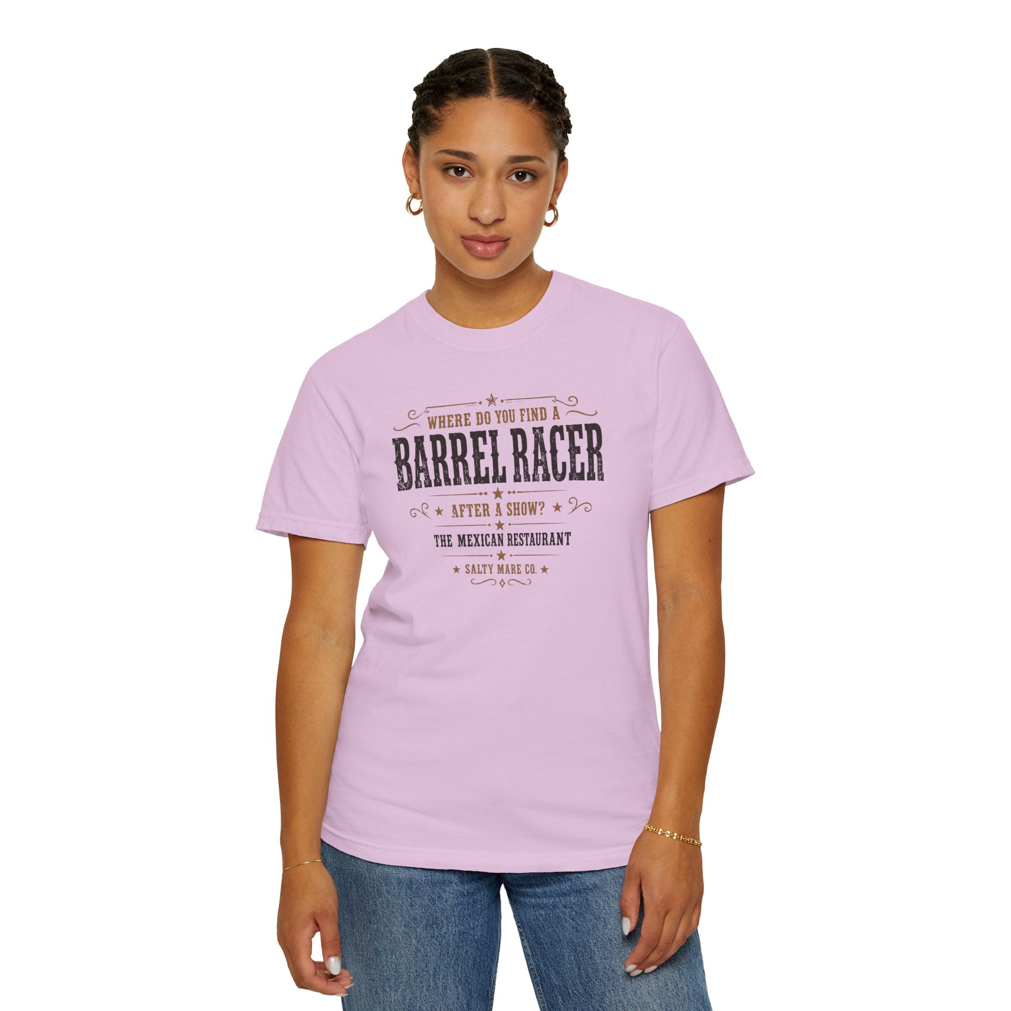 Barrel Racer Graphic T-Shirt — 'Where Do You Find a Barrel Racer' Western Rodeo Tee