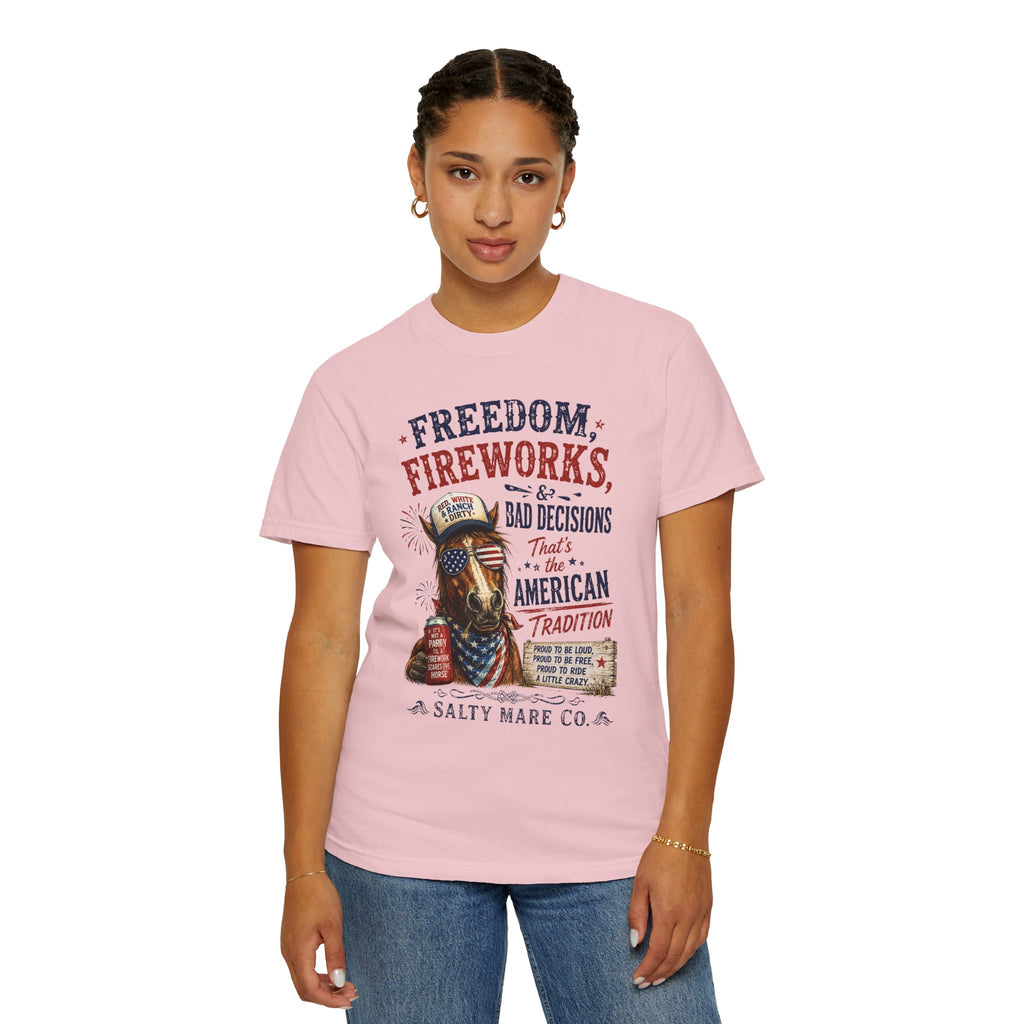 Freedom, Fireworks & Bad Decisions Graphic T-Shirt