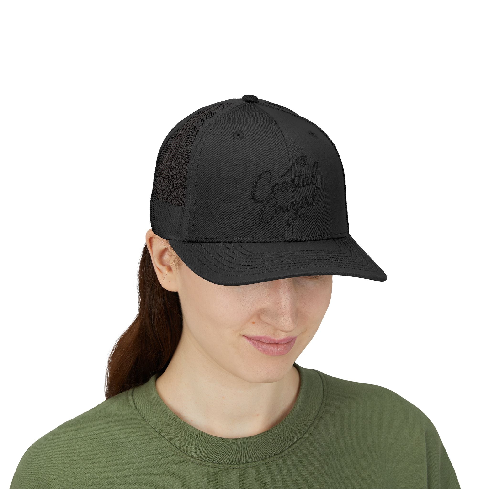 Coastal Cowgirl Trucker Hat – Embroidered Beachy Snapback Cap