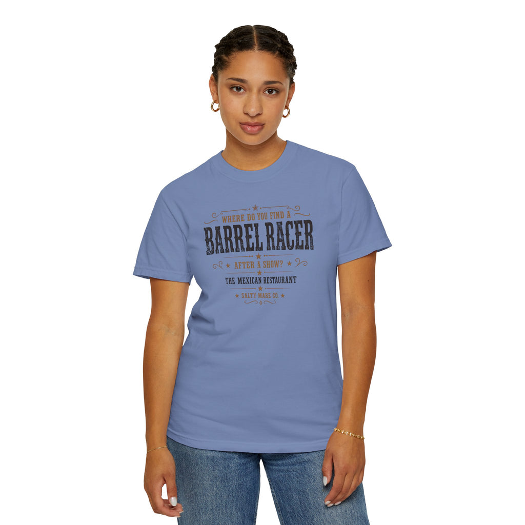 Barrel Racer Graphic T-Shirt — 'Where Do You Find a Barrel Racer' Western Rodeo Tee