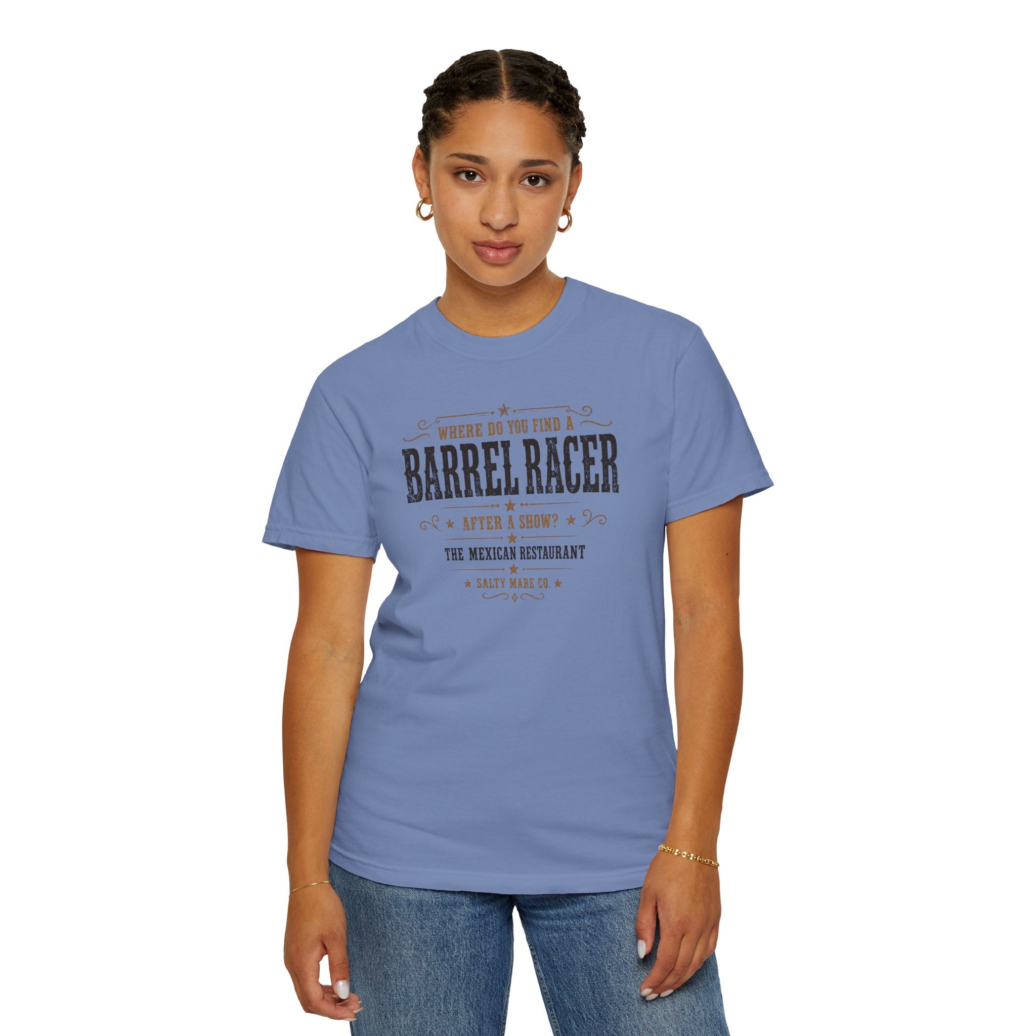 Barrel Racer Graphic T-Shirt — 'Where Do You Find a Barrel Racer' Western Rodeo Tee