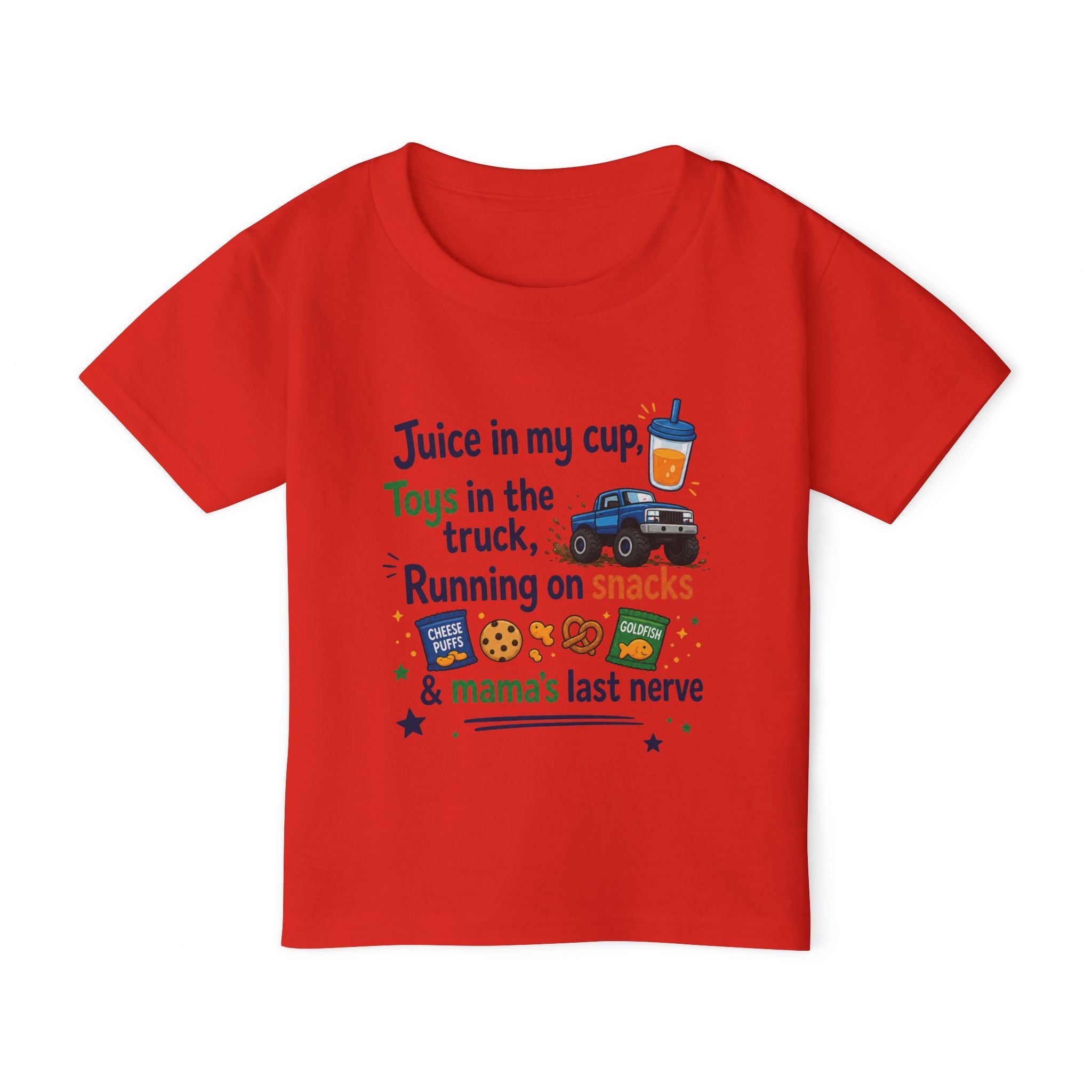 Toddler T-Shirt — "Juice in My Cup, Toys in the Truck" Cute Kids Graphic Tee