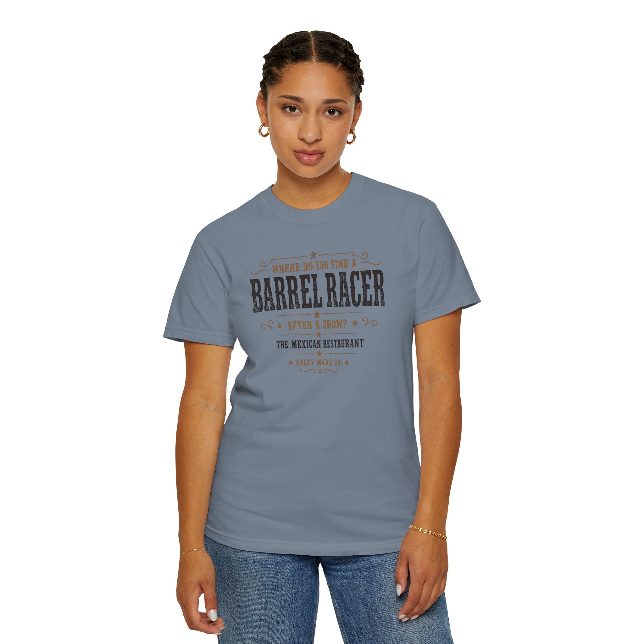 Barrel Racer Graphic T-Shirt — 'Where Do You Find a Barrel Racer' Western Rodeo Tee