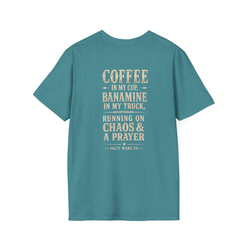 Coffee in My Cup, Banamine in My Truck T-Shirt — Funny Horse Mom Tee