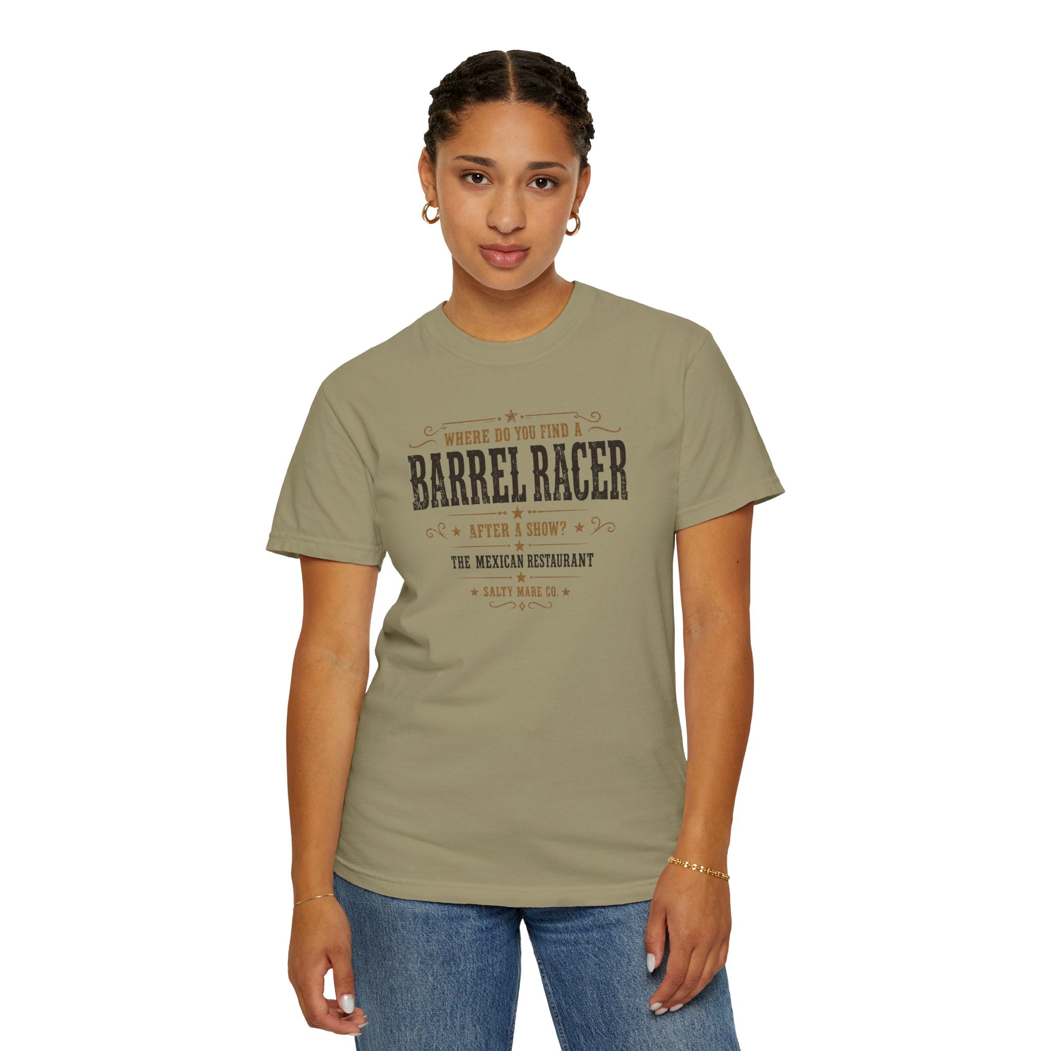 Barrel Racer Graphic T-Shirt — 'Where Do You Find a Barrel Racer' Western Rodeo Tee