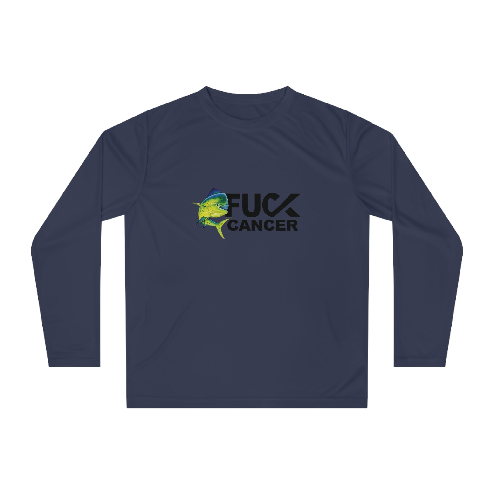 Long Sleeve Shirt — 'F**k Cancer' Fishing Mahi Mahi Performance Tee