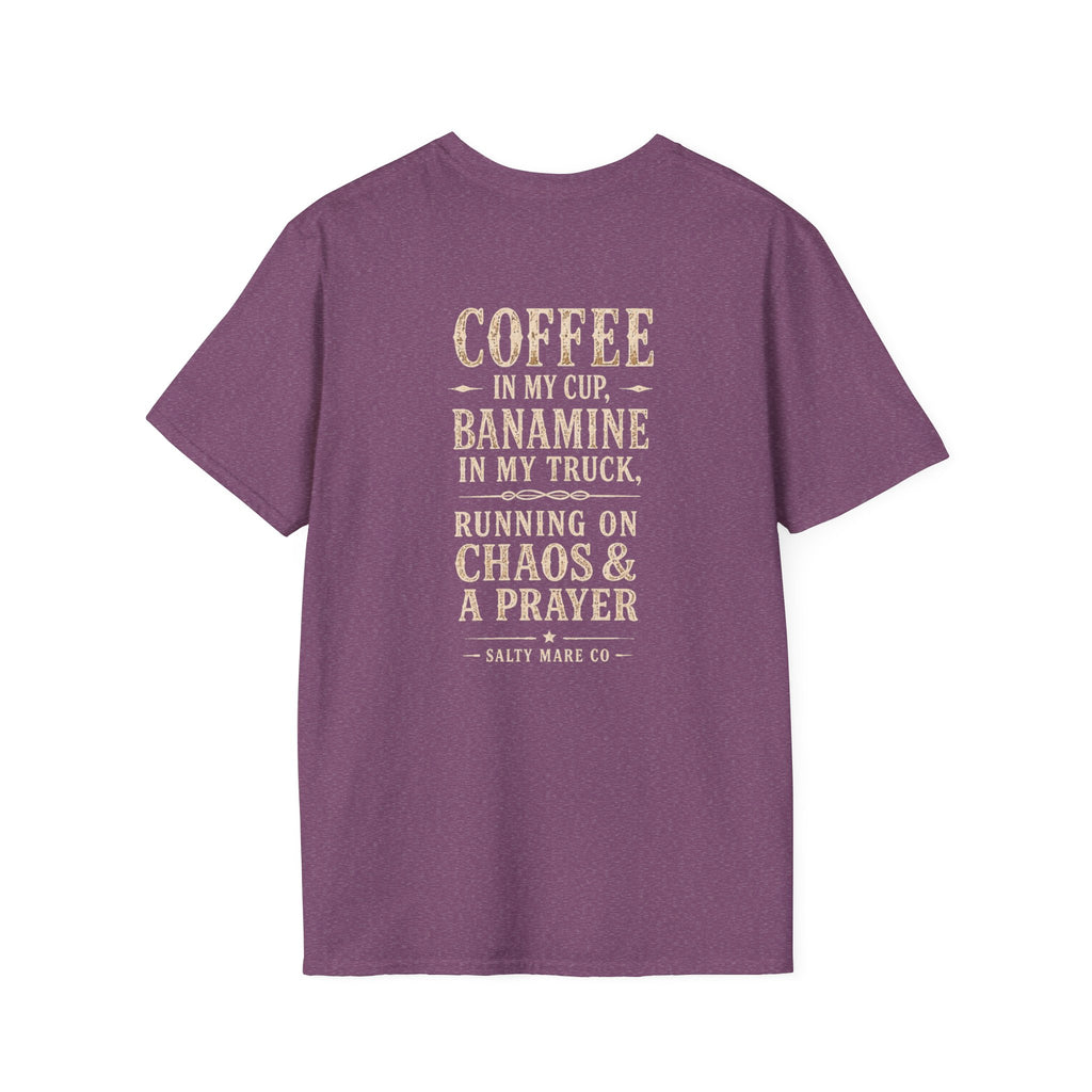Coffee in My Cup, Banamine in My Truck T-Shirt — Funny Horse Mom Tee