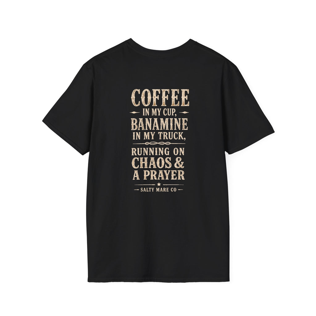 Coffee in My Cup, Banamine in My Truck T-Shirt — Funny Horse Mom Tee