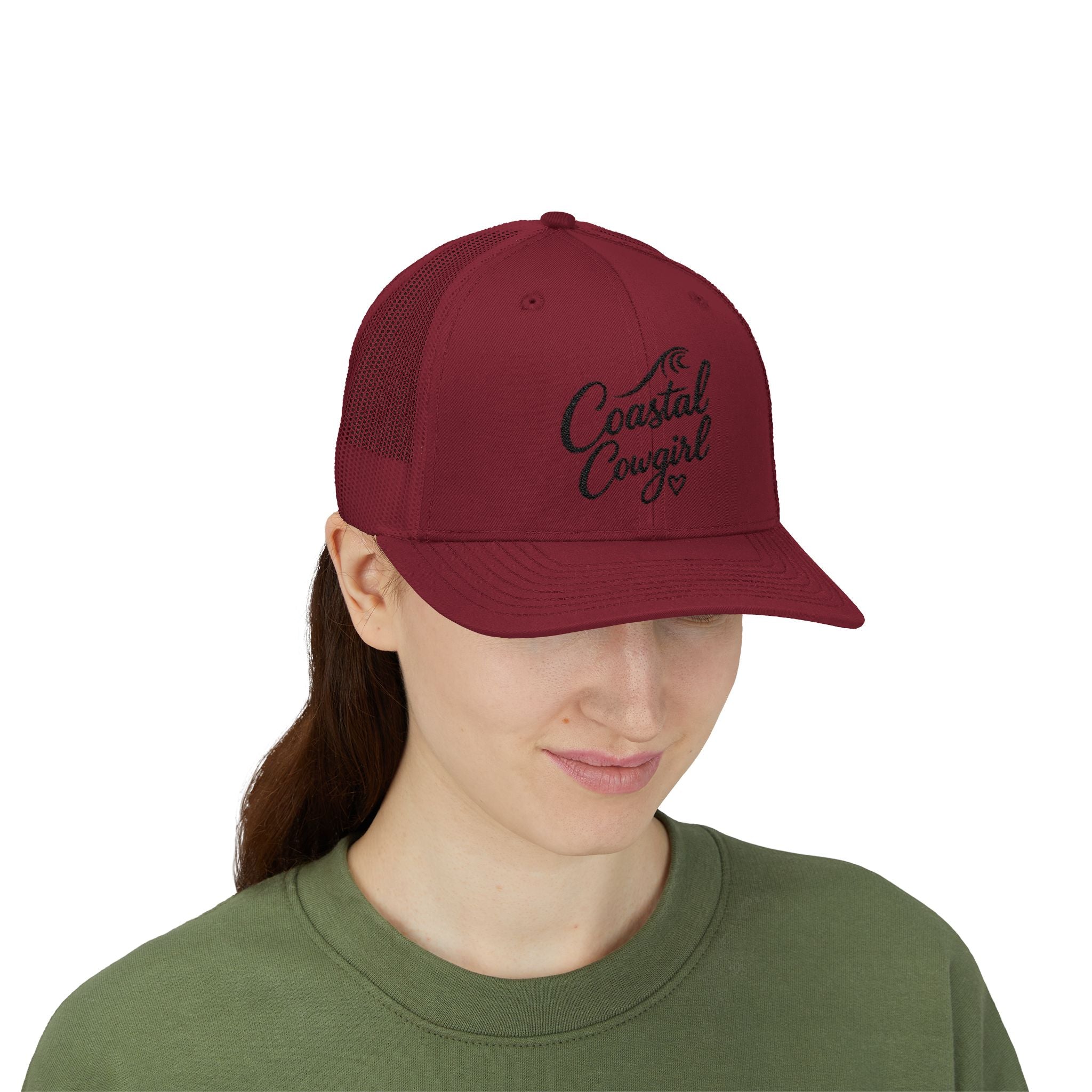Coastal Cowgirl Trucker Hat – Embroidered Beachy Snapback Cap