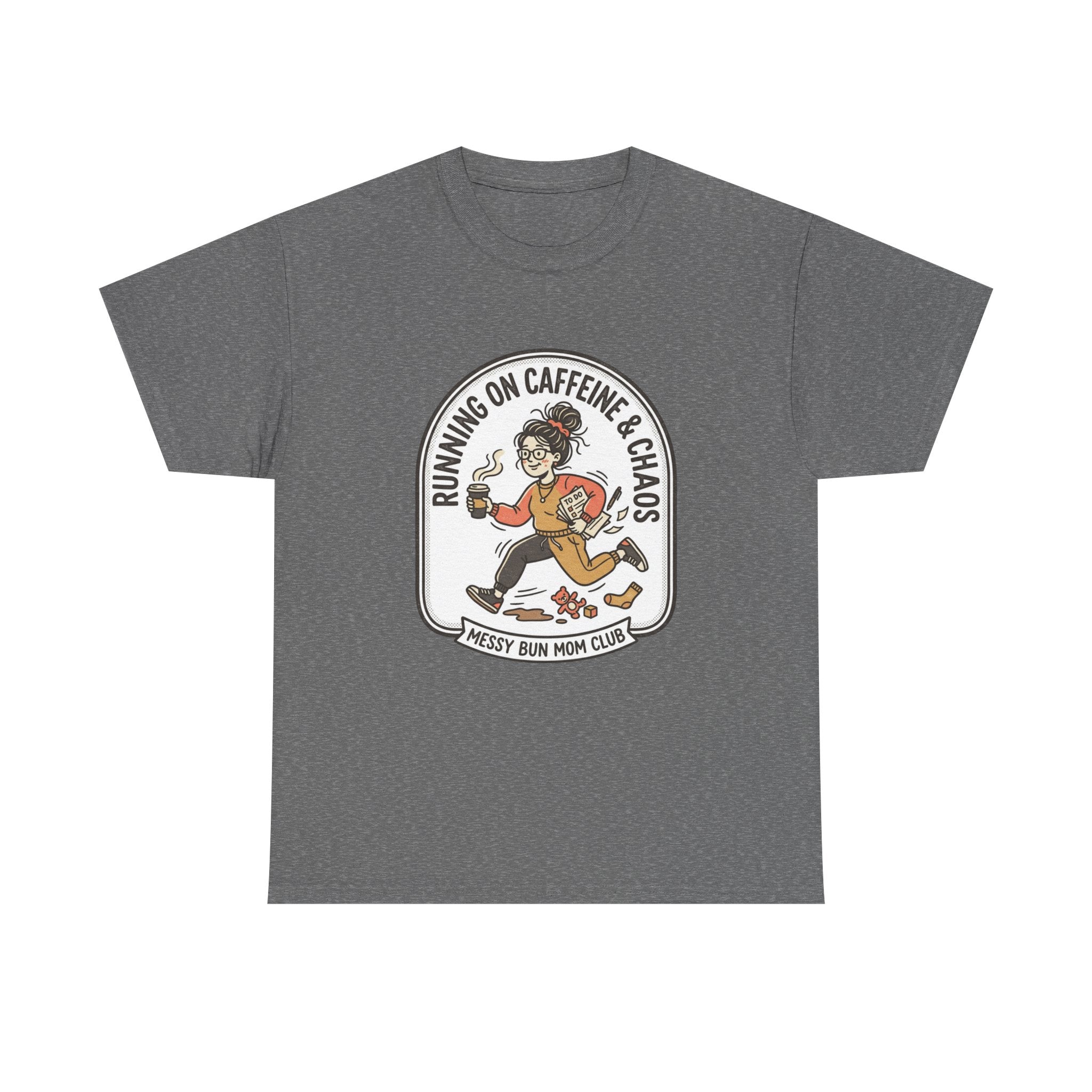 Running on Caffeine & Chaos Tee | Mom Runner Illustration, Funny Runner Shirt