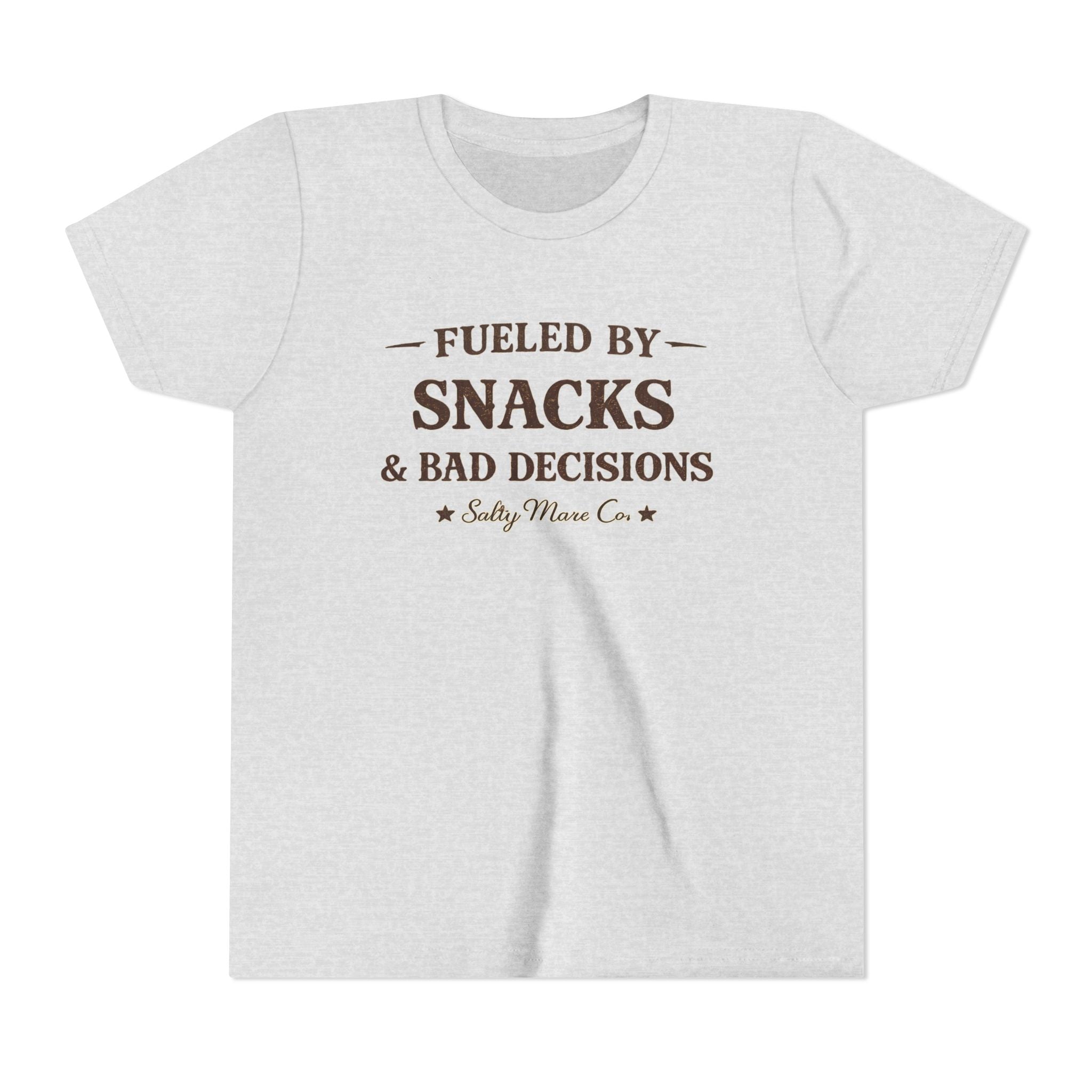Youth Tee - "Fueled by Snacks & Bad Decisions" Funny Kids Graphic T-Shirt