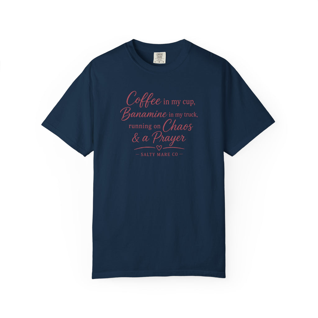 Coffee, Bananamine & Prayer T-Shirt — Funny Mom Chaos Quote Tee