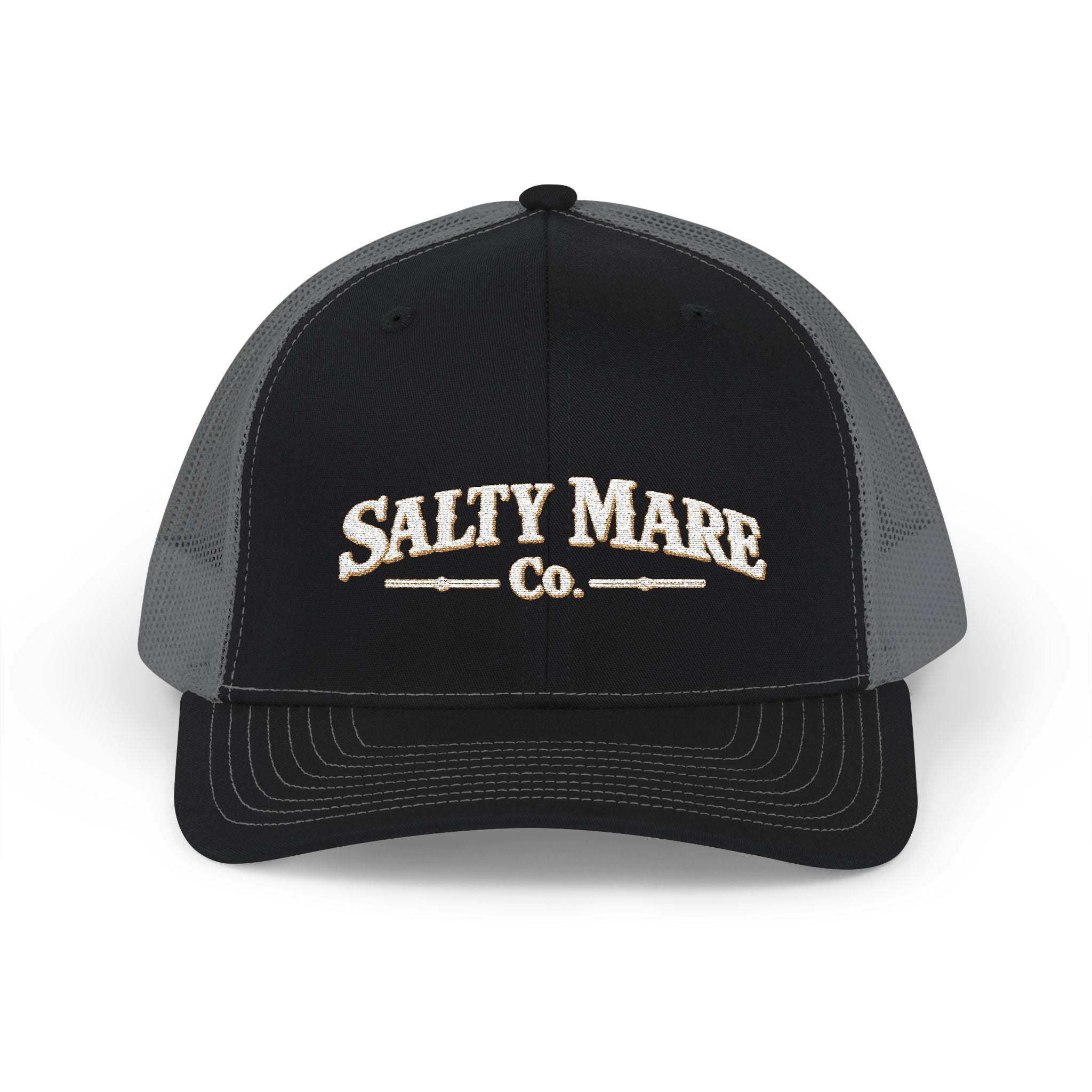 Snapback Trucker Cap — Retro Script 'Salty Made Co.' Mesh Baseball Hat