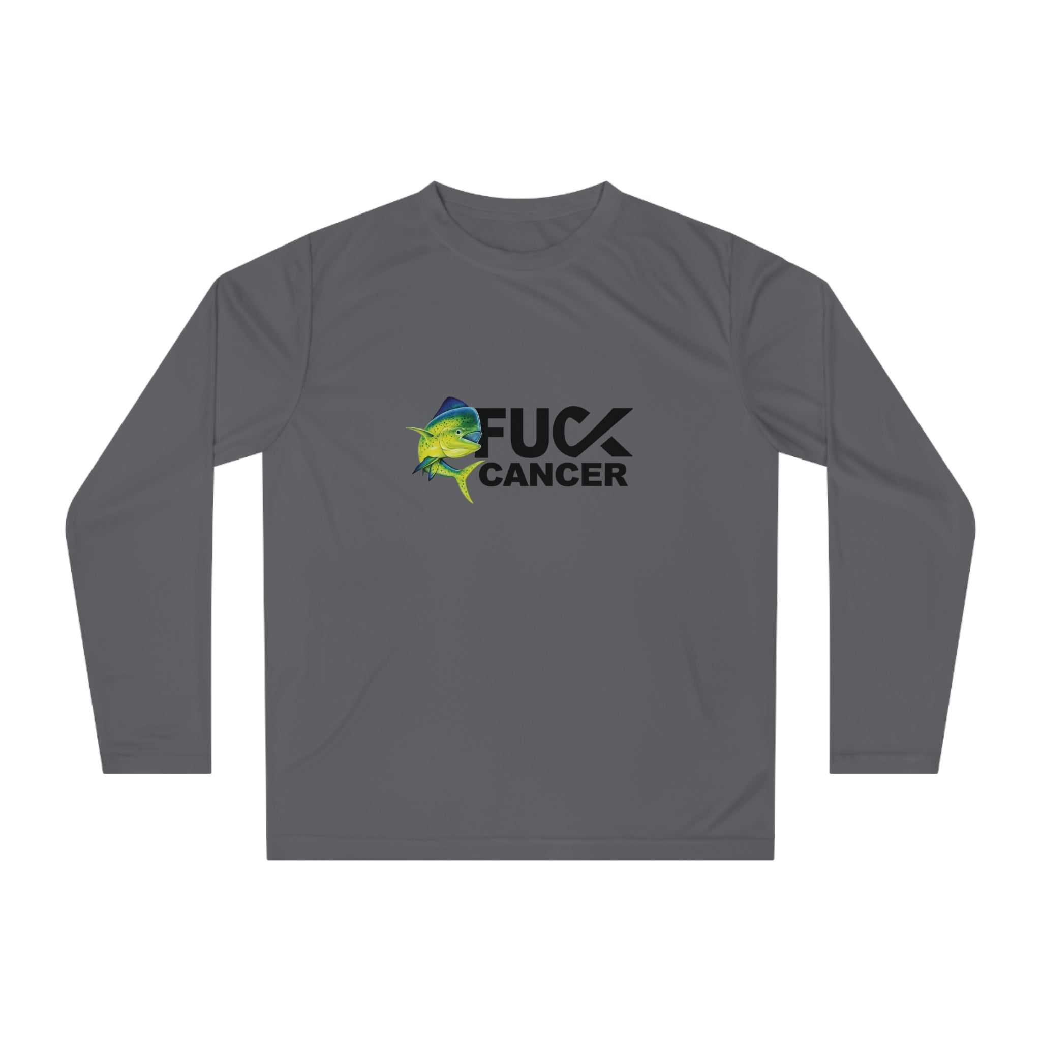 Long Sleeve Shirt — 'F**k Cancer' Fishing Mahi Mahi Performance Tee