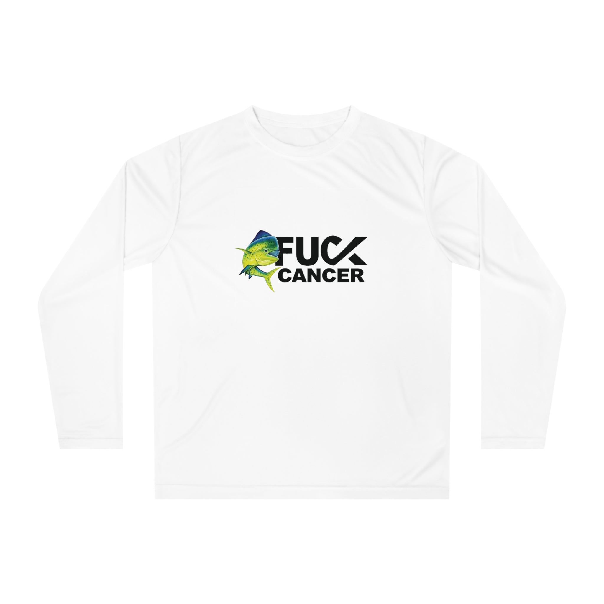 Long Sleeve Shirt — 'F**k Cancer' Fishing Mahi Mahi Performance Tee
