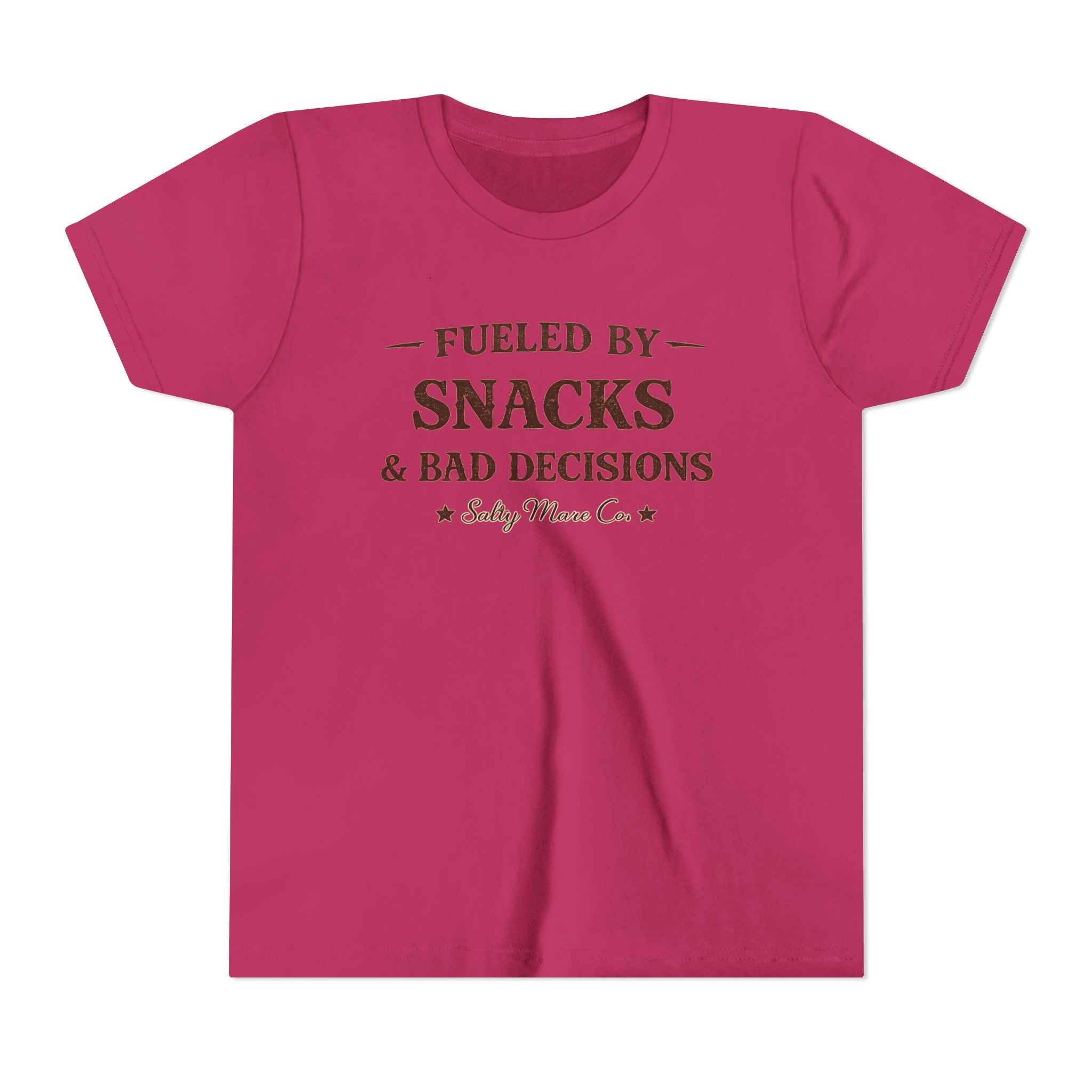 Youth Tee - "Fueled by Snacks & Bad Decisions" Funny Kids Graphic T-Shirt