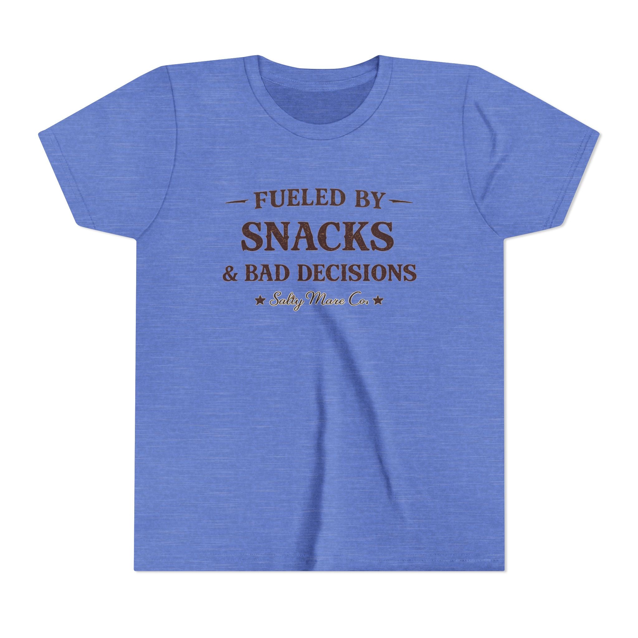 Youth Tee - "Fueled by Snacks & Bad Decisions" Funny Kids Graphic T-Shirt