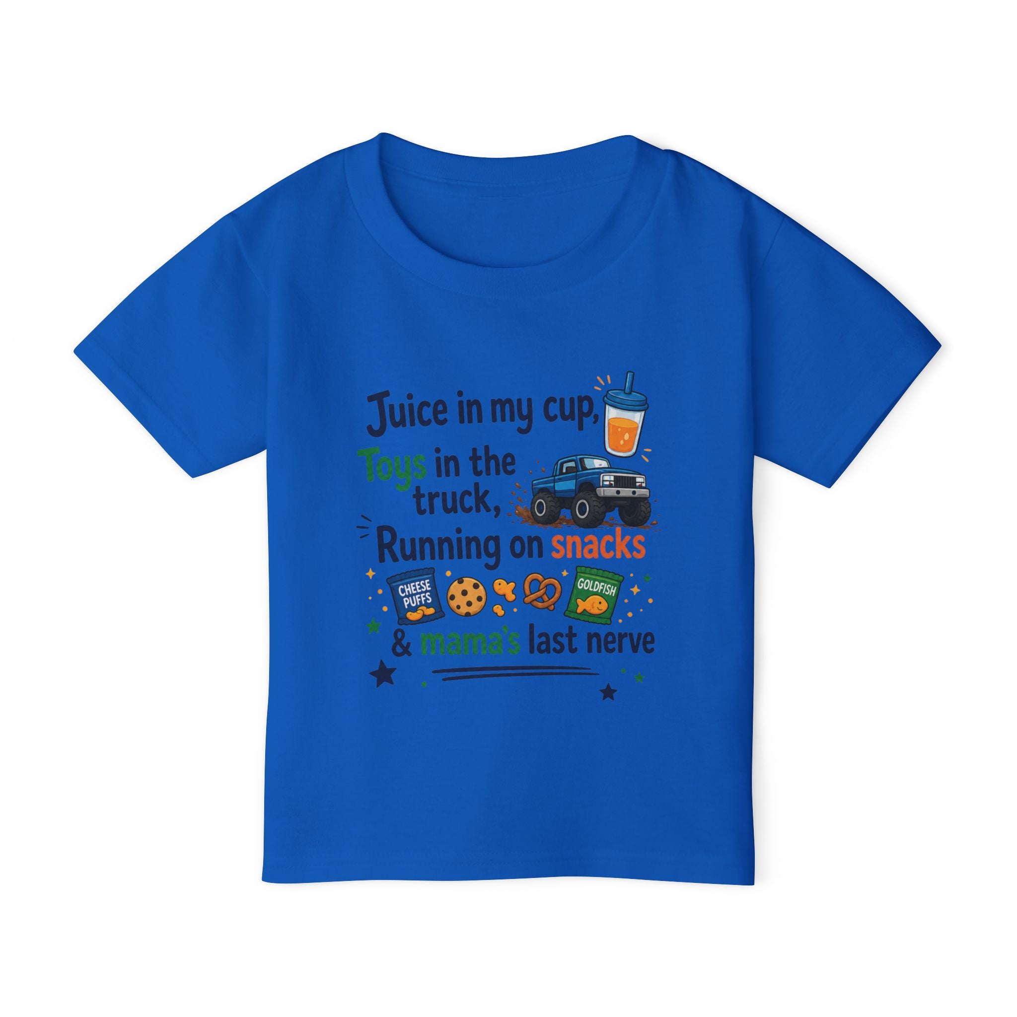 Toddler T-Shirt — "Juice in My Cup, Toys in the Truck" Cute Kids Graphic Tee