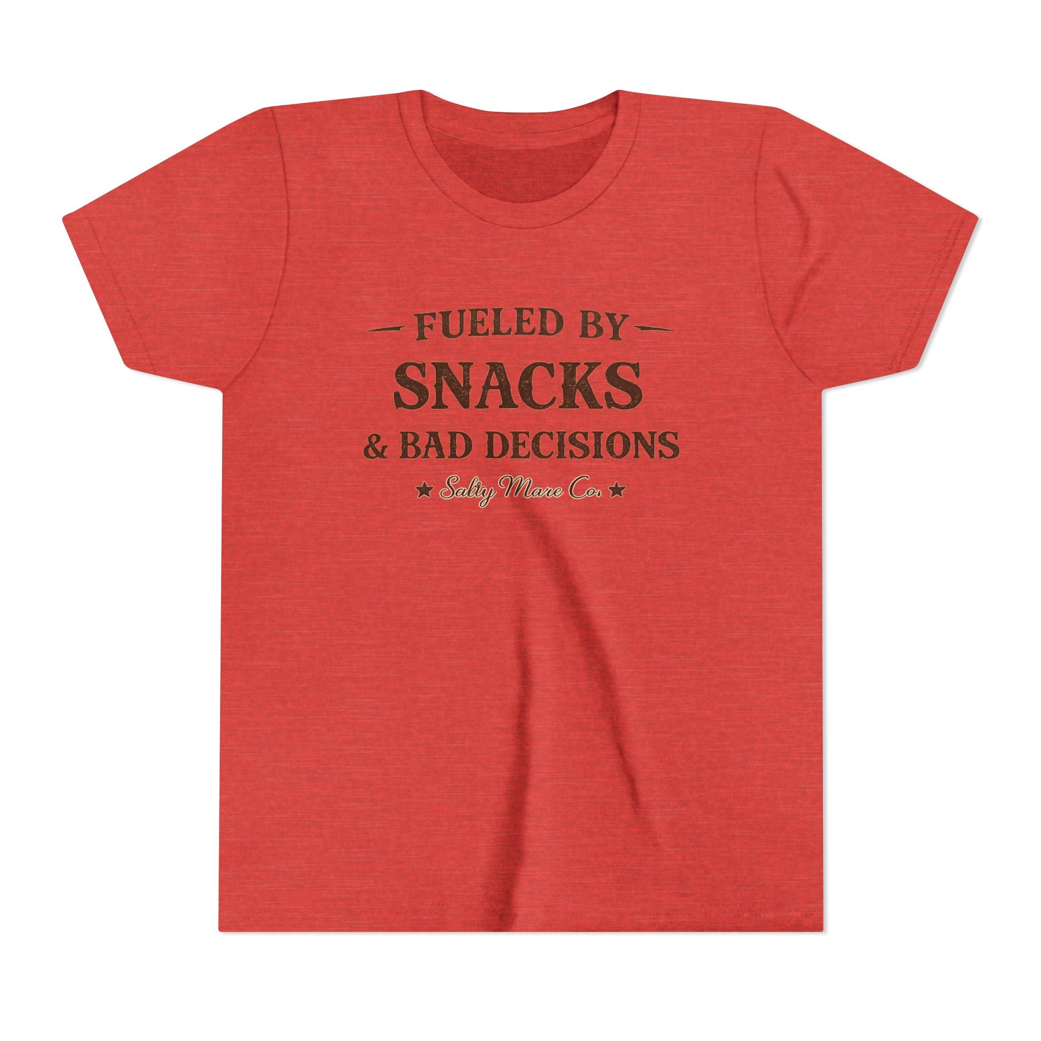 Youth Tee - "Fueled by Snacks & Bad Decisions" Funny Kids Graphic T-Shirt
