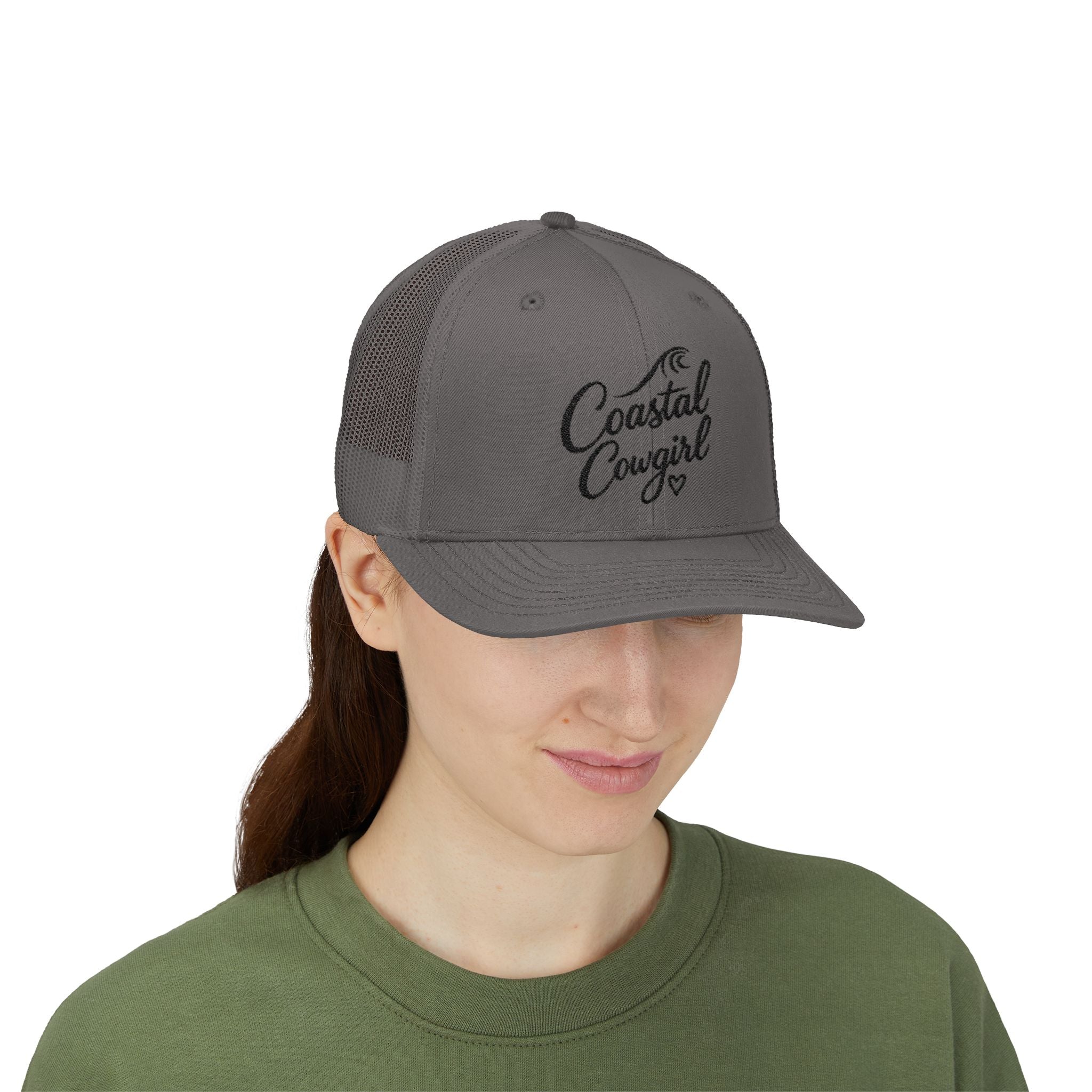 Coastal Cowgirl Trucker Hat – Embroidered Beachy Snapback Cap