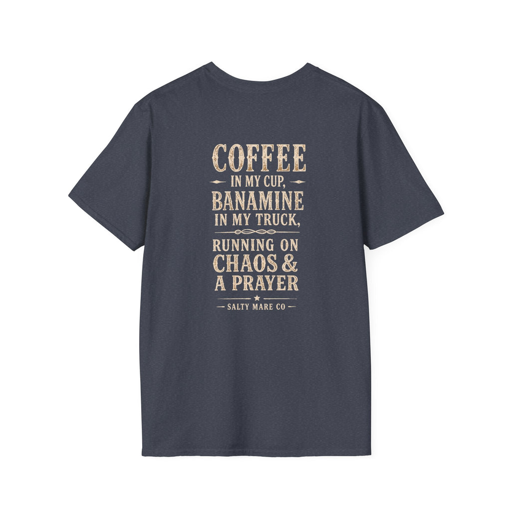 Coffee in My Cup, Banamine in My Truck T-Shirt — Funny Horse Mom Tee