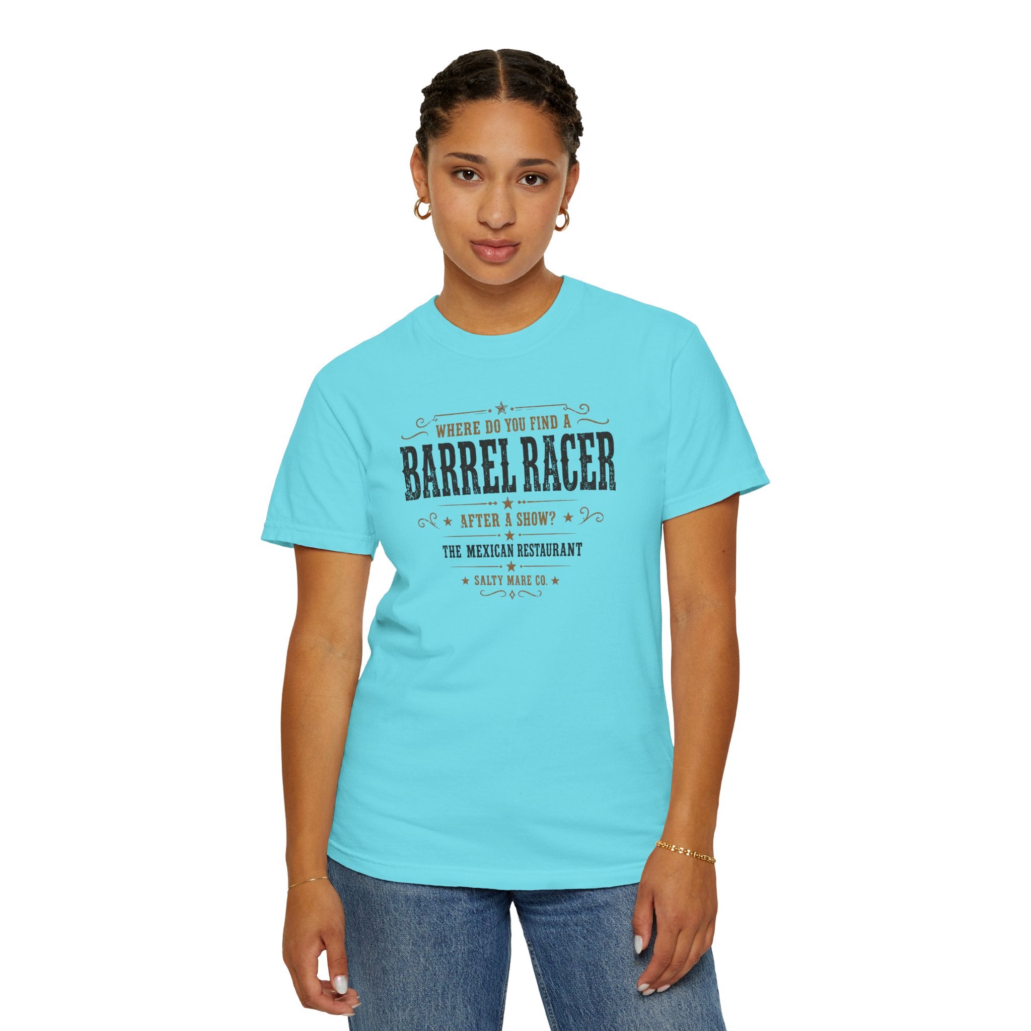 Barrel Racer Graphic T-Shirt — 'Where Do You Find a Barrel Racer' Western Rodeo Tee