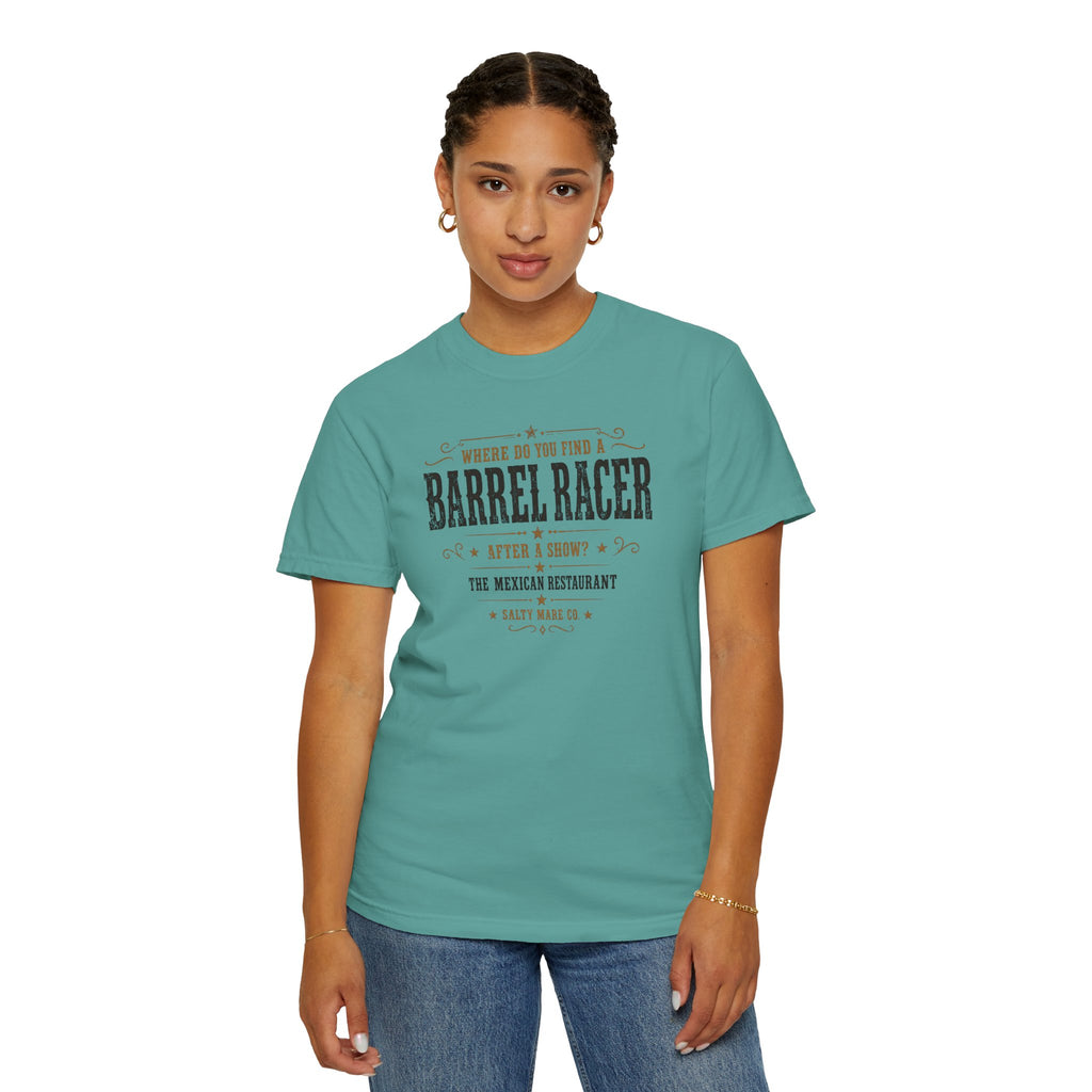 Barrel Racer Graphic T-Shirt — 'Where Do You Find a Barrel Racer' Western Rodeo Tee