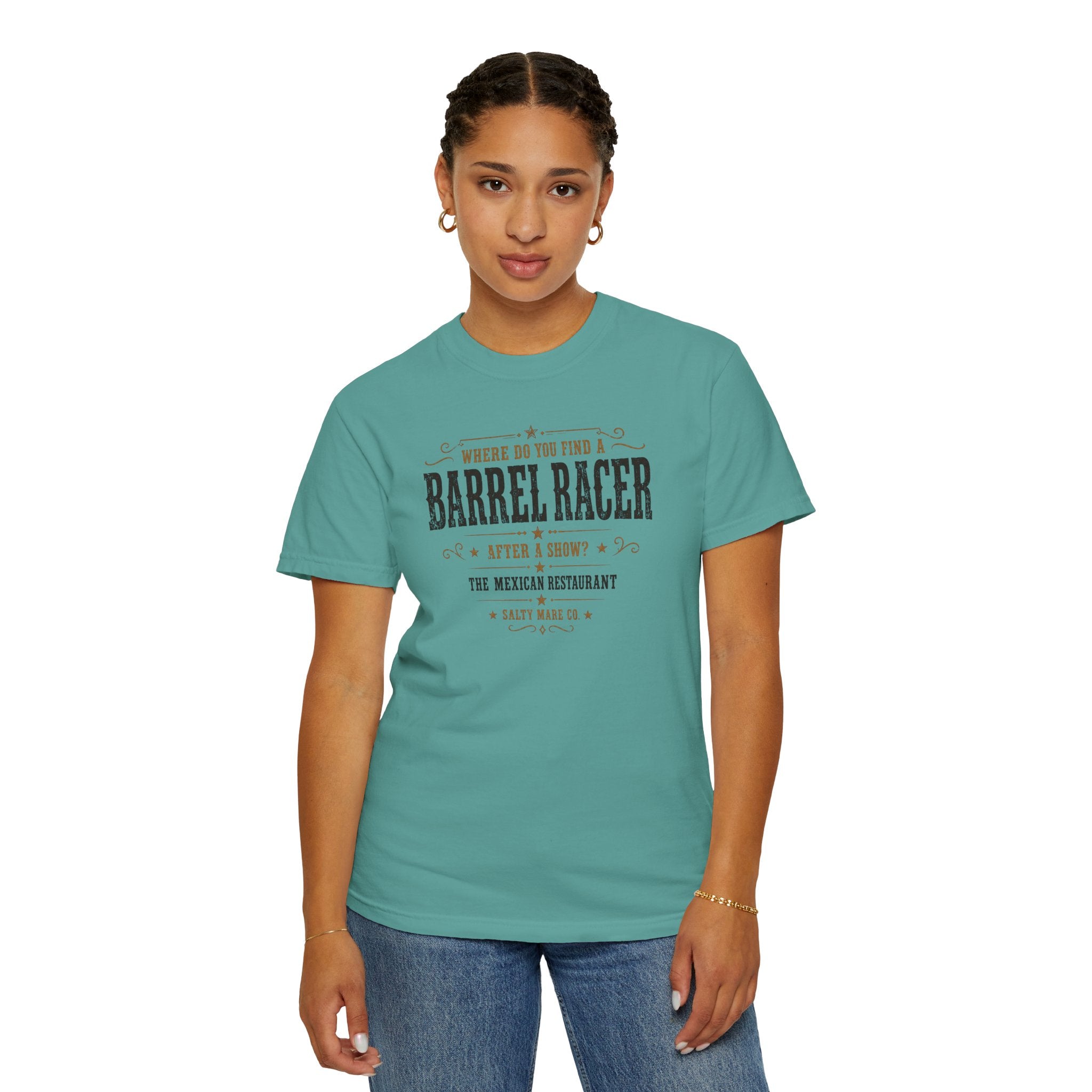 Barrel Racer Graphic T-Shirt — 'Where Do You Find a Barrel Racer' Western Rodeo Tee
