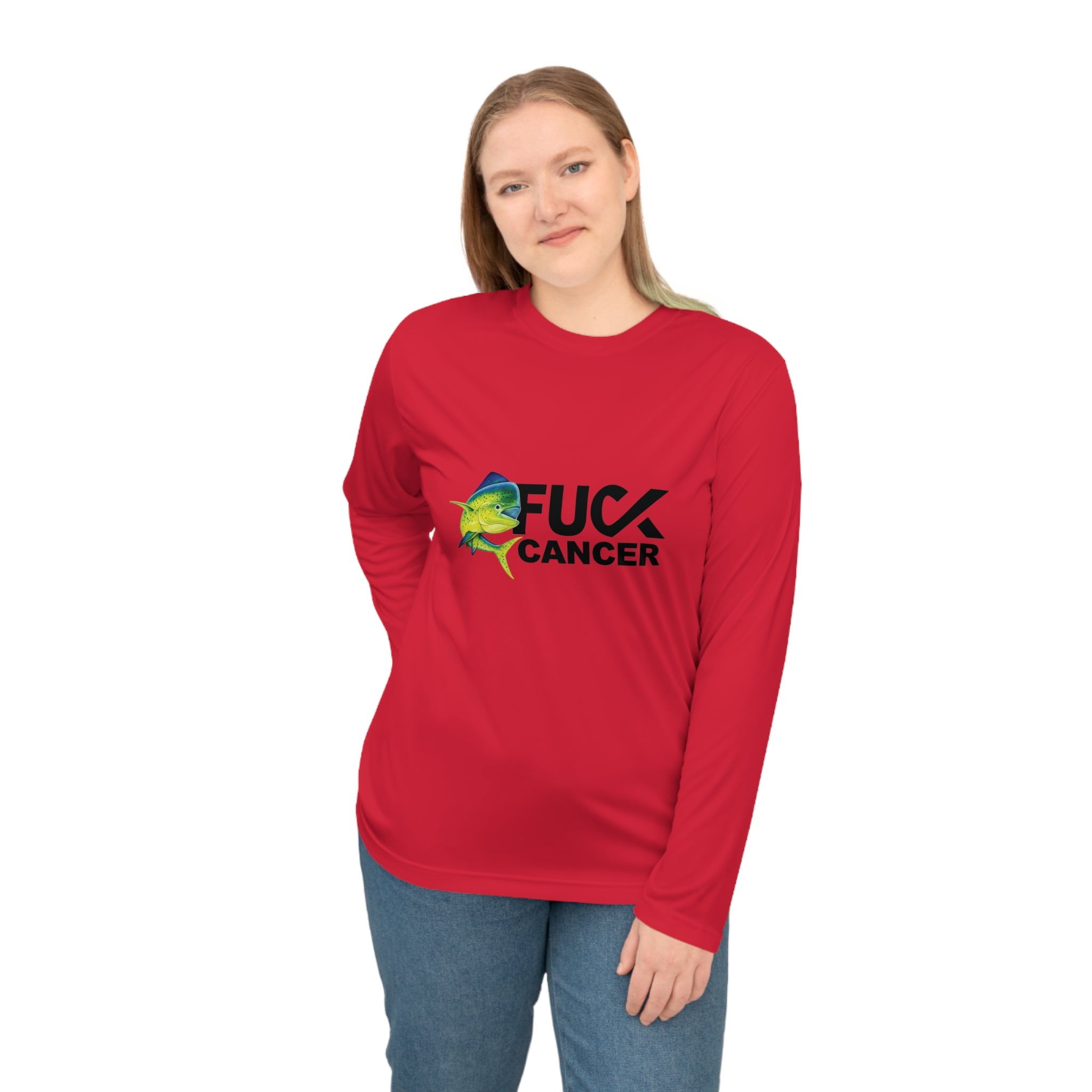 Long Sleeve Shirt — 'F**k Cancer' Fishing Mahi Mahi Performance Tee