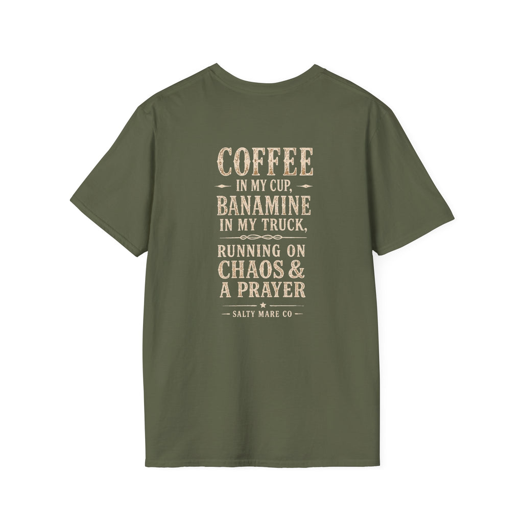 Coffee in My Cup, Banamine in My Truck T-Shirt — Funny Horse Mom Tee