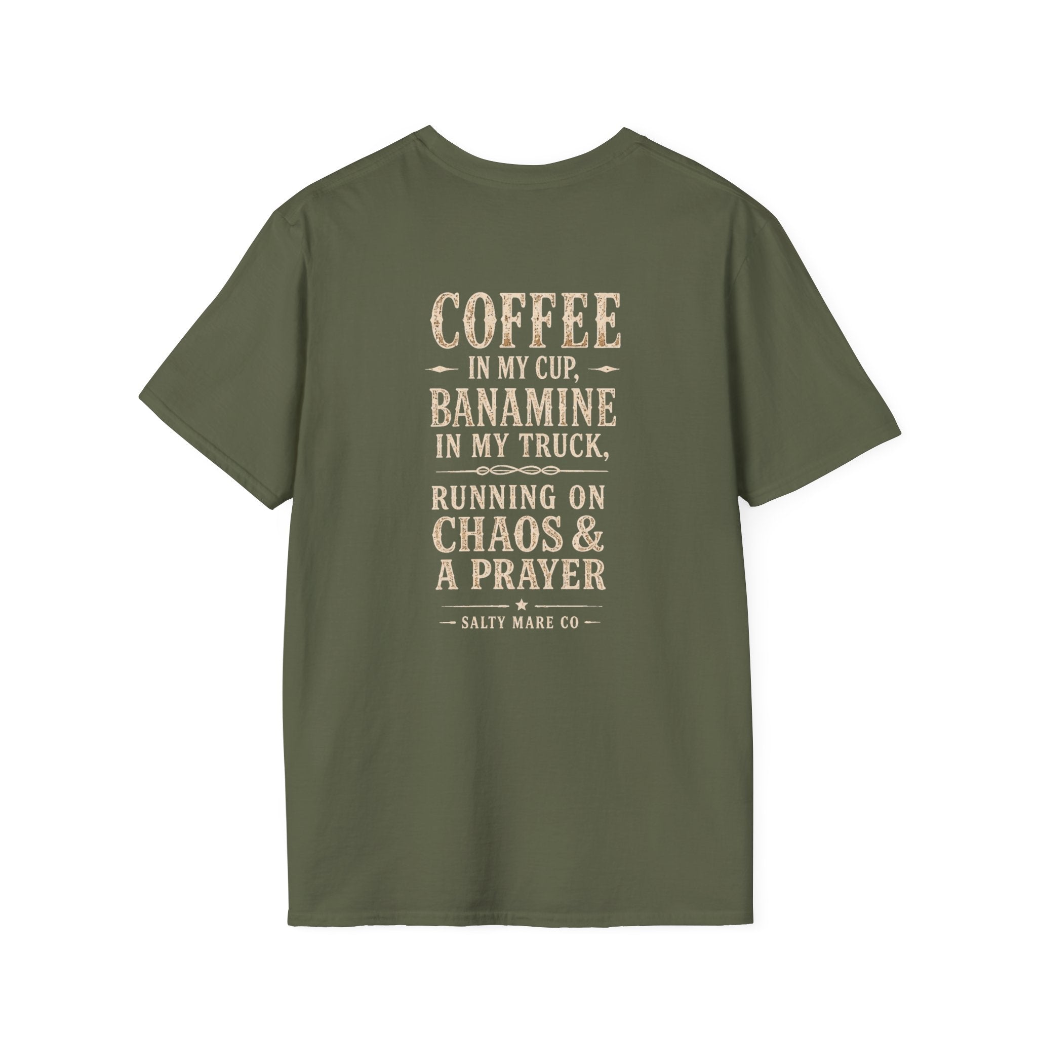 Coffee in My Cup, Banamine in My Truck T-Shirt — Funny Horse Mom Tee