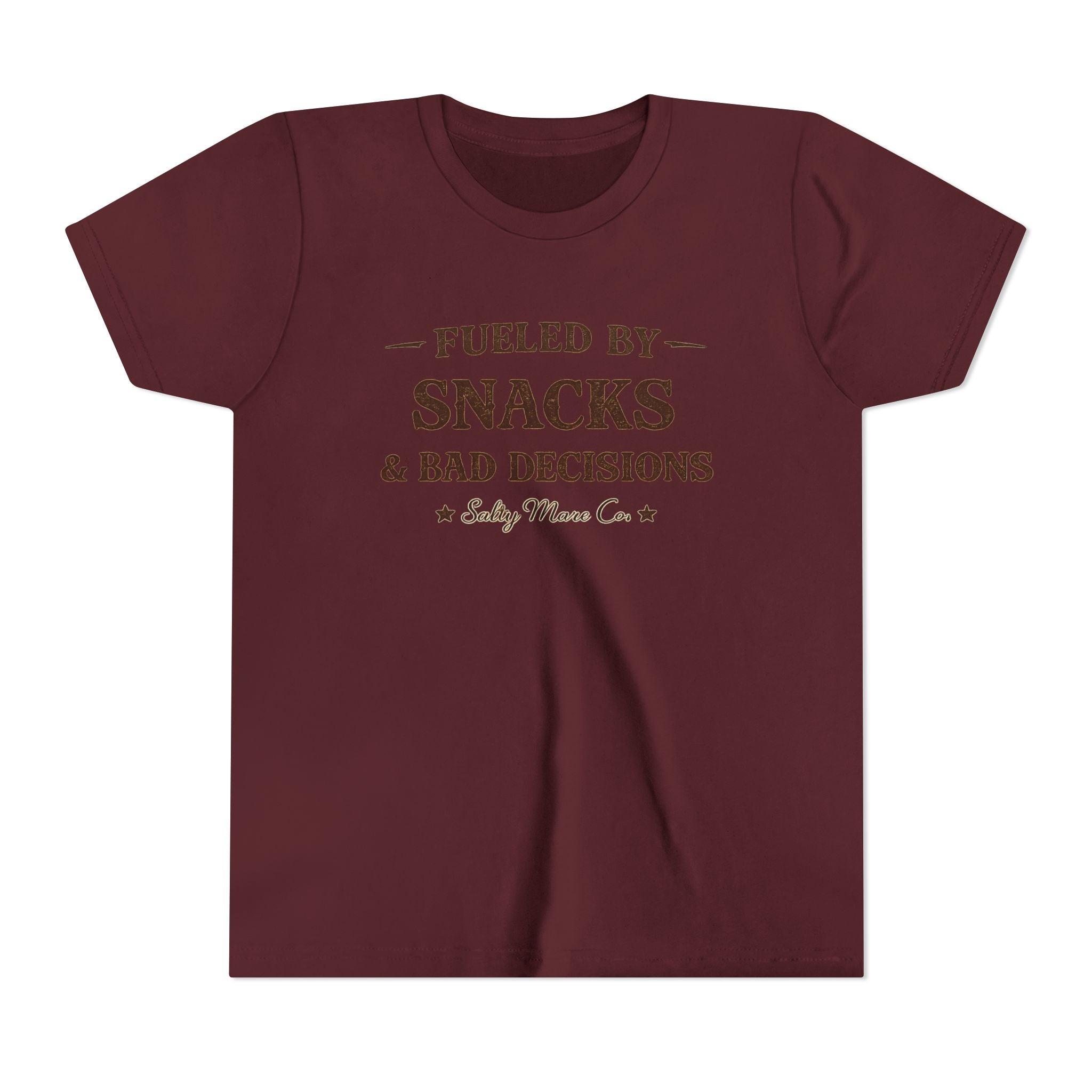 Youth Tee - "Fueled by Snacks & Bad Decisions" Funny Kids Graphic T-Shirt