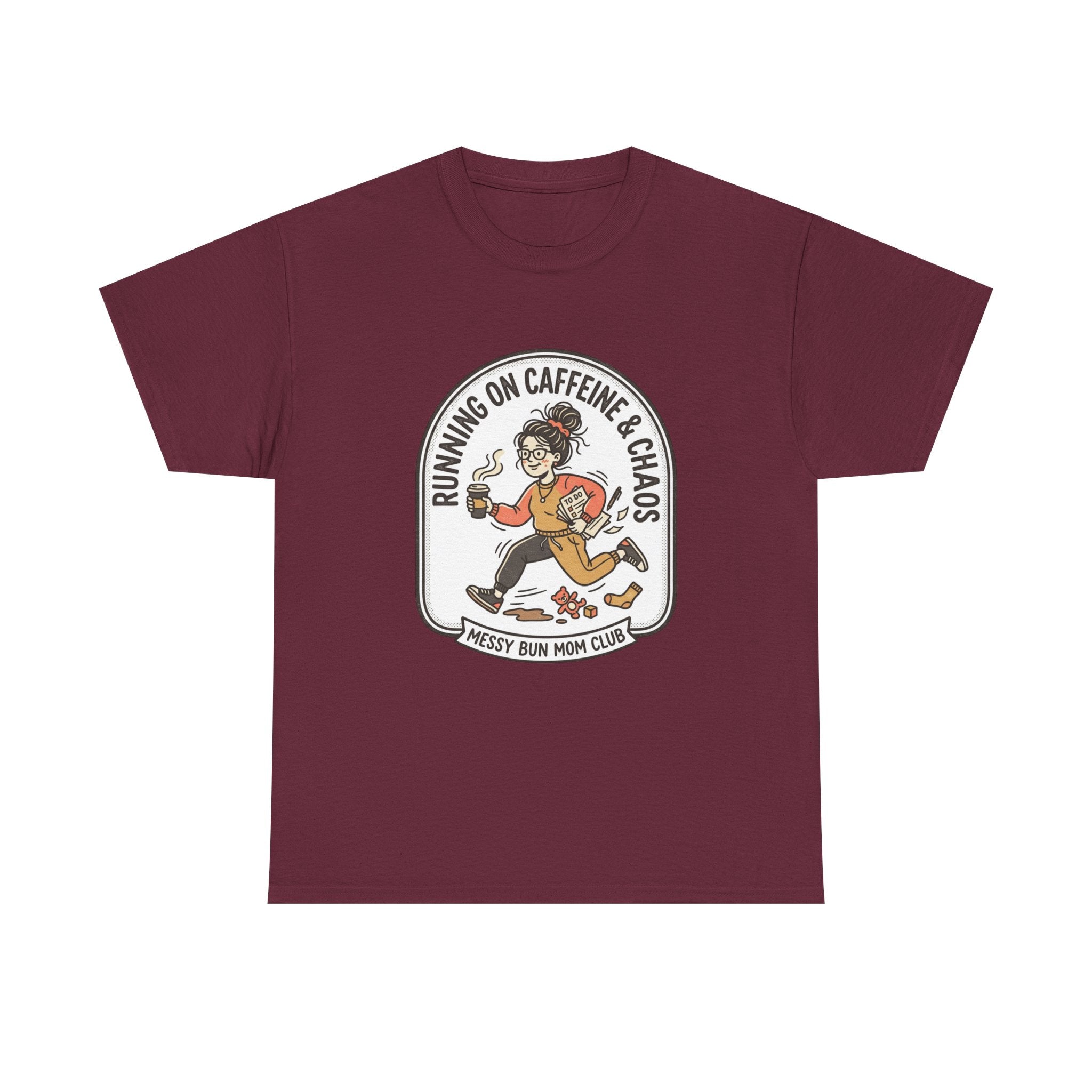 Running on Caffeine & Chaos Tee | Mom Runner Illustration, Funny Runner Shirt