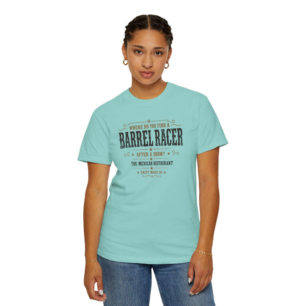 Barrel Racer Graphic T-Shirt — 'Where Do You Find a Barrel Racer' Western Rodeo Tee