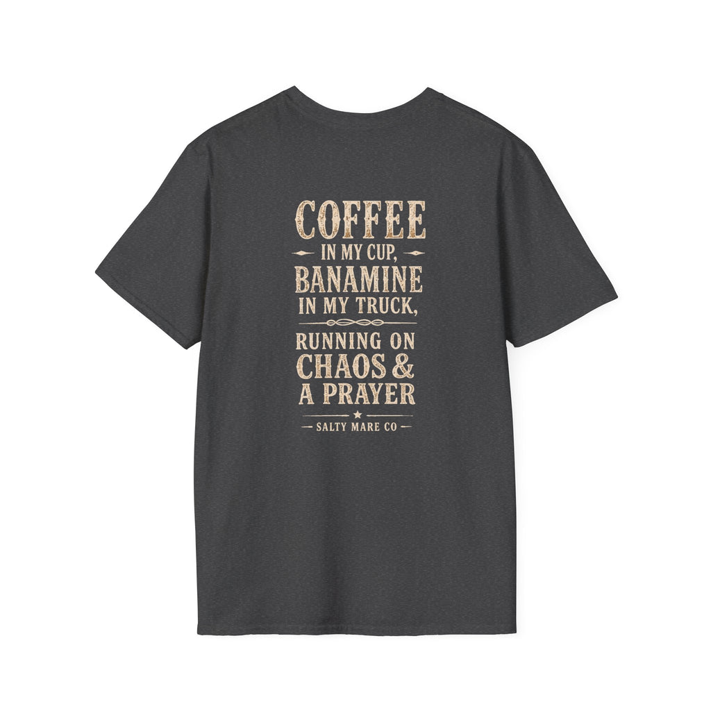Coffee in My Cup, Banamine in My Truck T-Shirt — Funny Horse Mom Tee