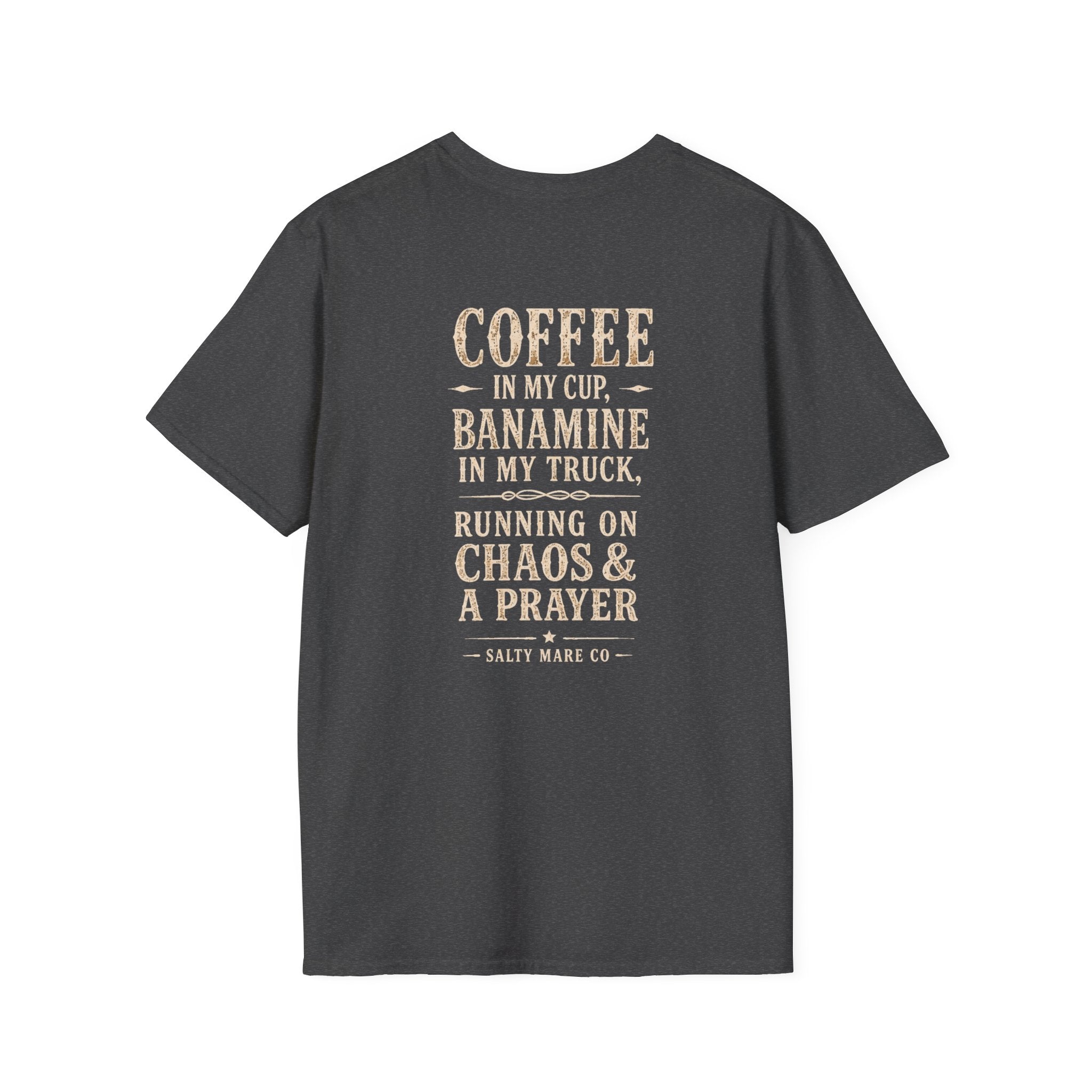 Coffee in My Cup, Banamine in My Truck T-Shirt — Funny Horse Mom Tee