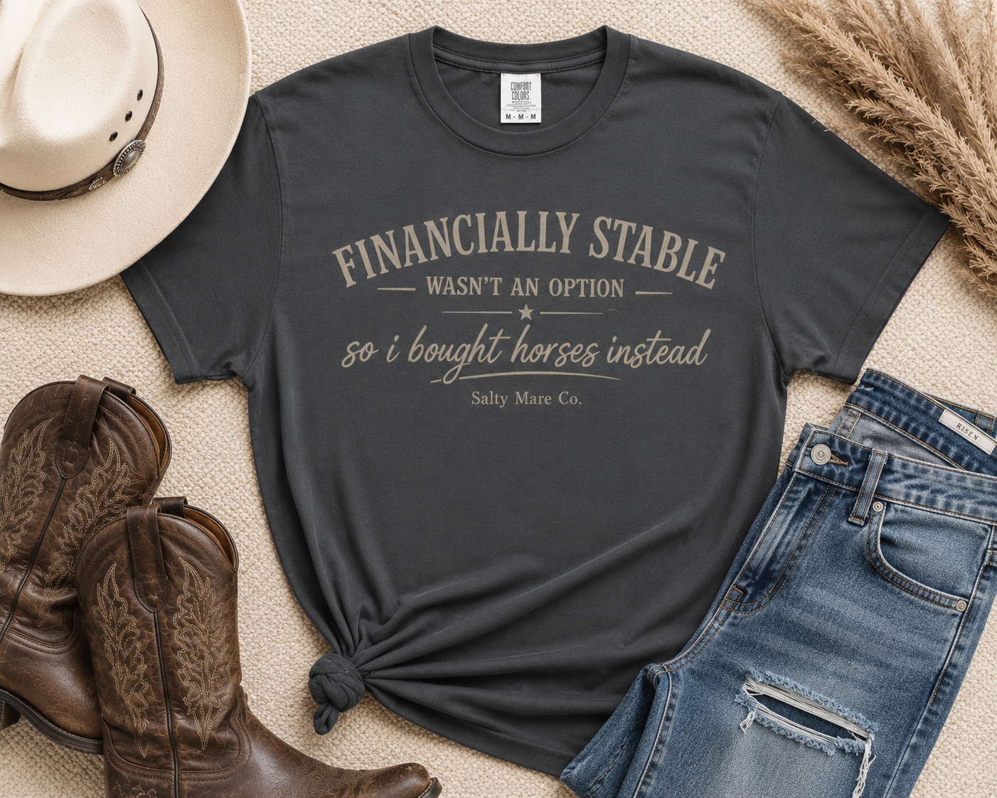 Financially Stable Wasn’t an Option T-Shirt — “So I Bought Horses Instead” Casual Tee