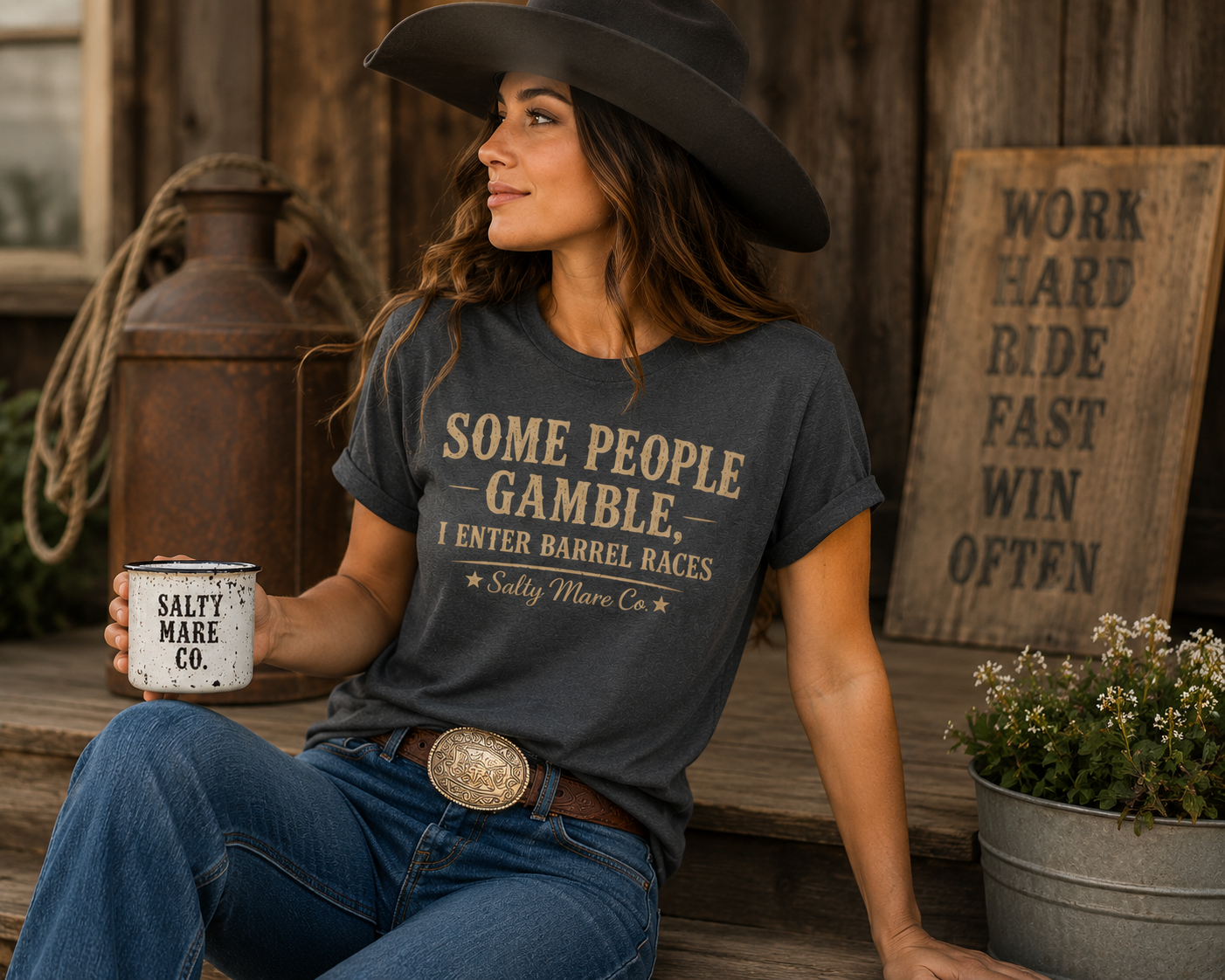 Some People Gamble, I Enter Barrel Races T-Shirt | Funny Barrel Racing Tee