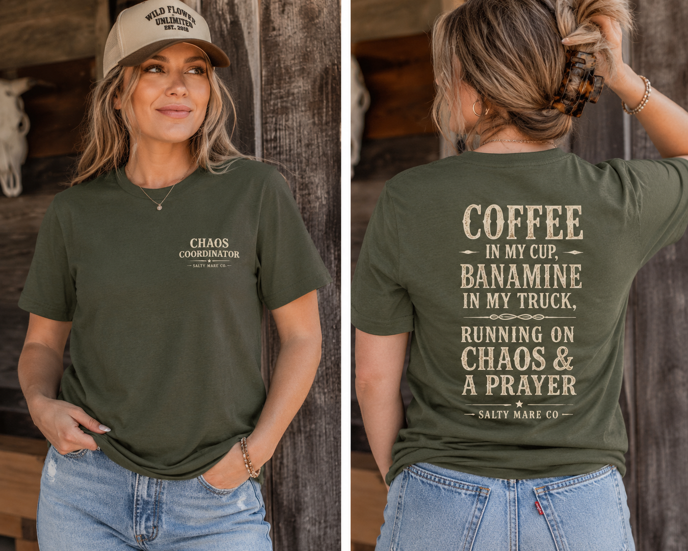 Coffee in My Cup, Banamine in My Truck T-Shirt — Funny Horse Mom Tee