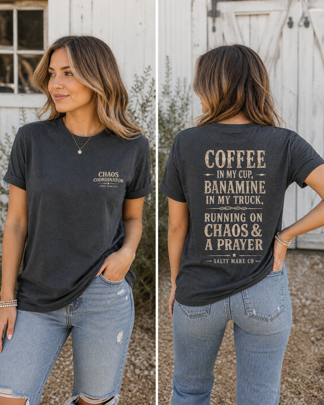 Coffee in My Cup, Banamine in My Truck T-Shirt — Funny Horse Mom Tee