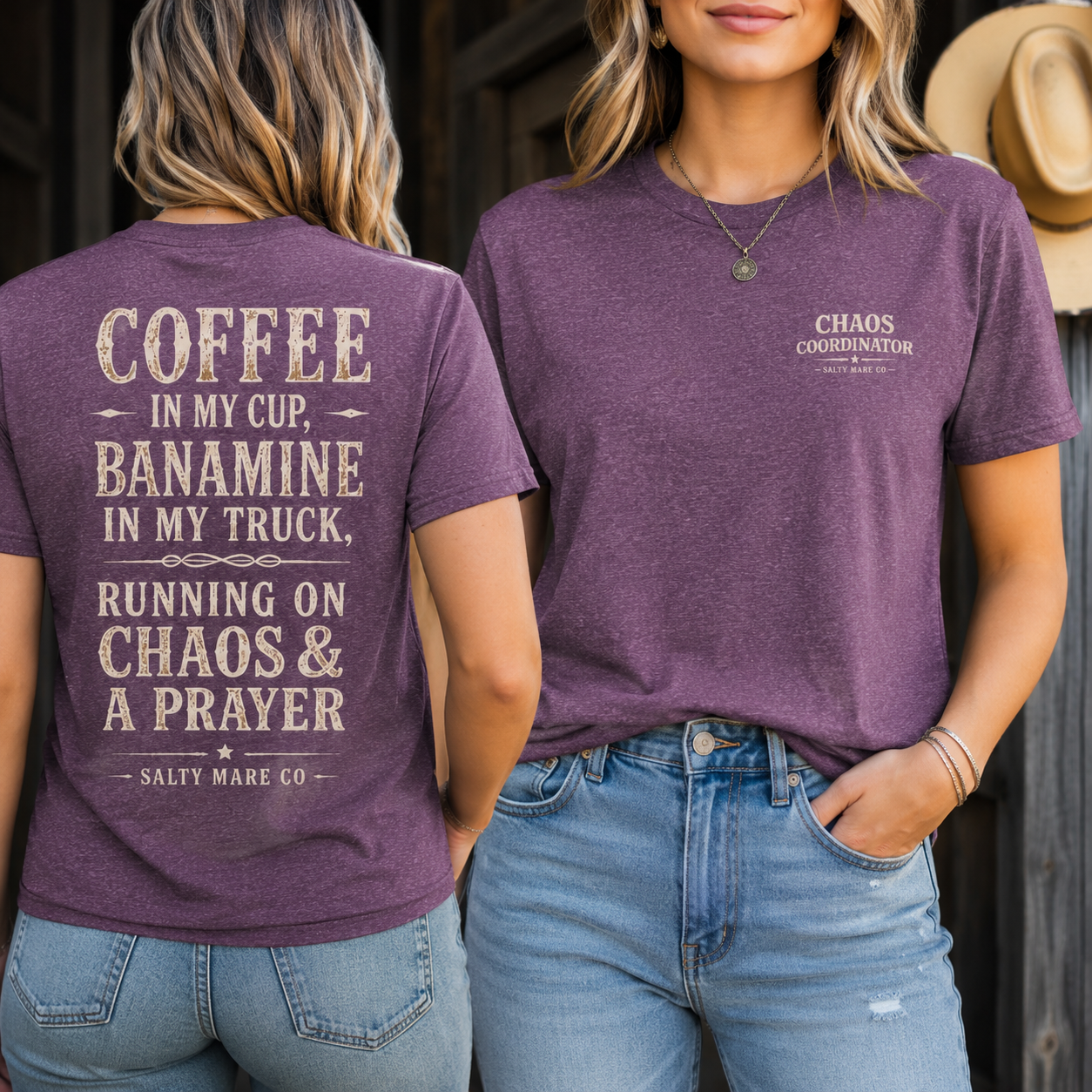 Coffee in My Cup, Banamine in My Truck T-Shirt — Funny Horse Mom Tee