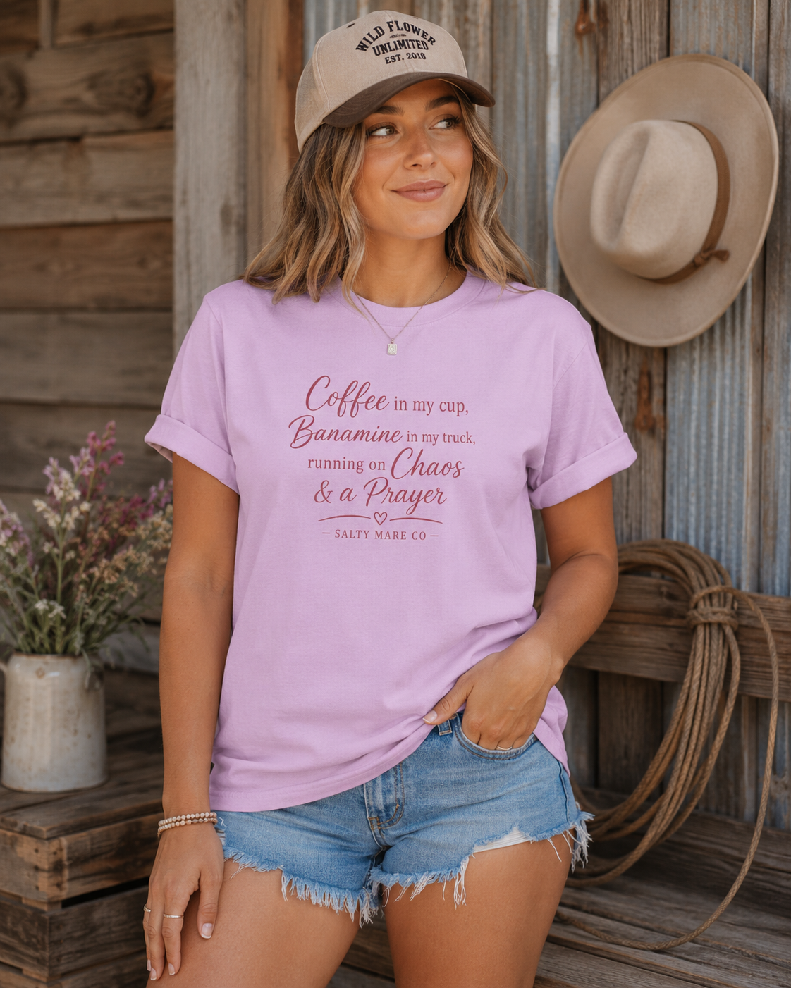 Coffee, Bananamine & Prayer T-Shirt — Funny Mom Chaos Quote Tee