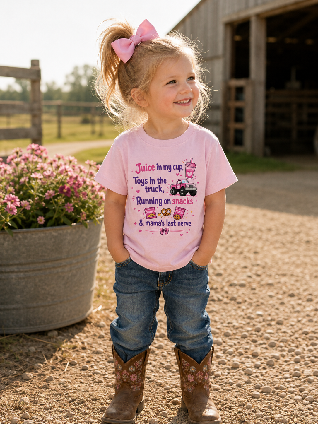 Toddler T-Shirt — "Juice in My Cup" Funny Mom Life Graphic Tee