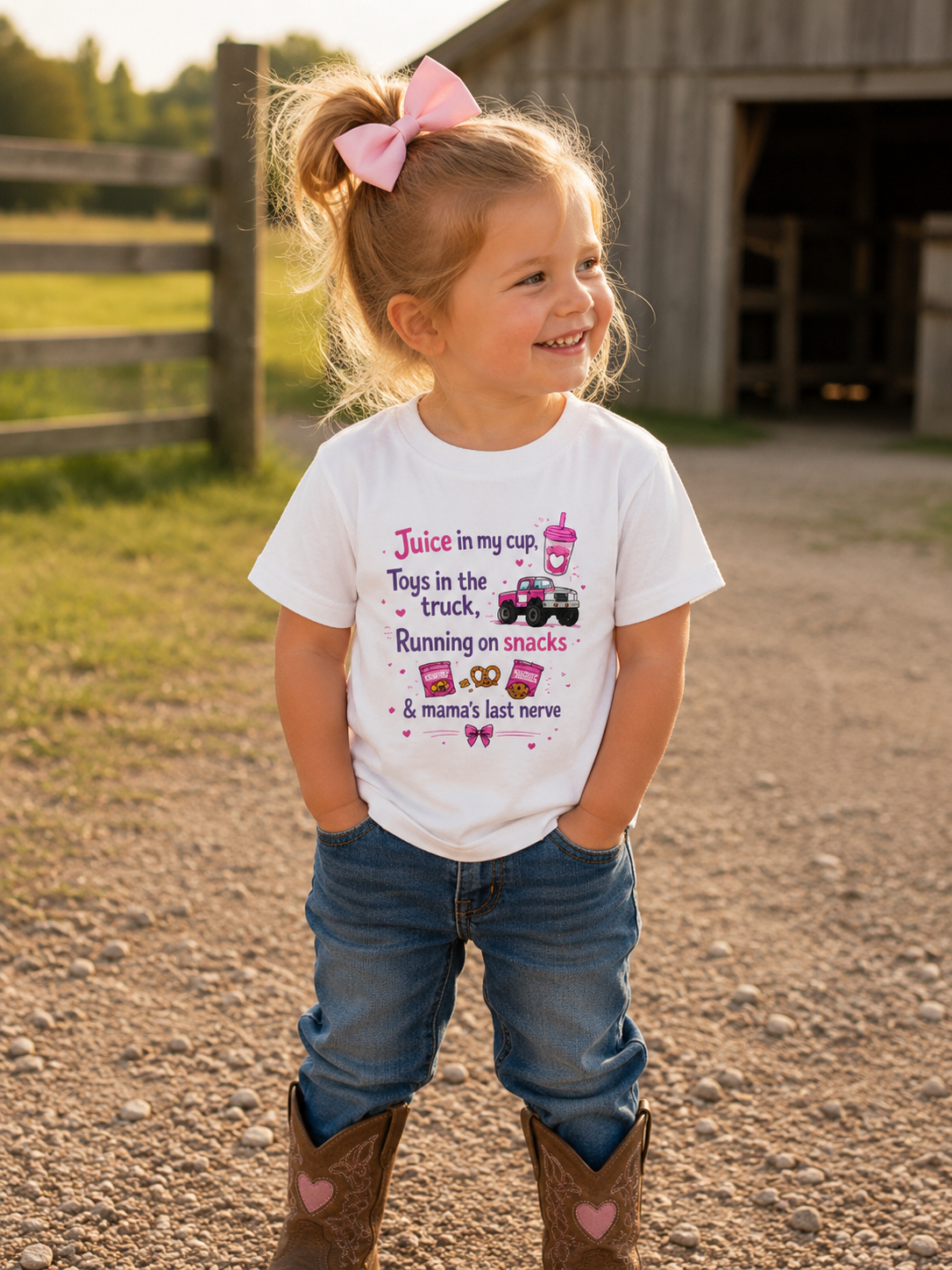 Toddler T-Shirt — "Juice in My Cup" Funny Mom Life Graphic Tee