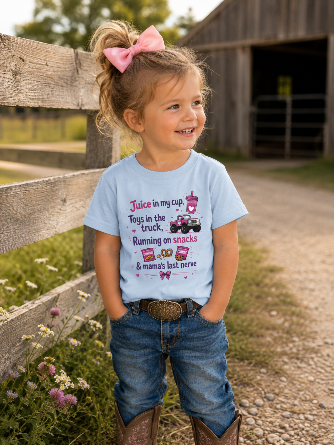 Toddler T-Shirt — "Juice in My Cup" Funny Mom Life Graphic Tee