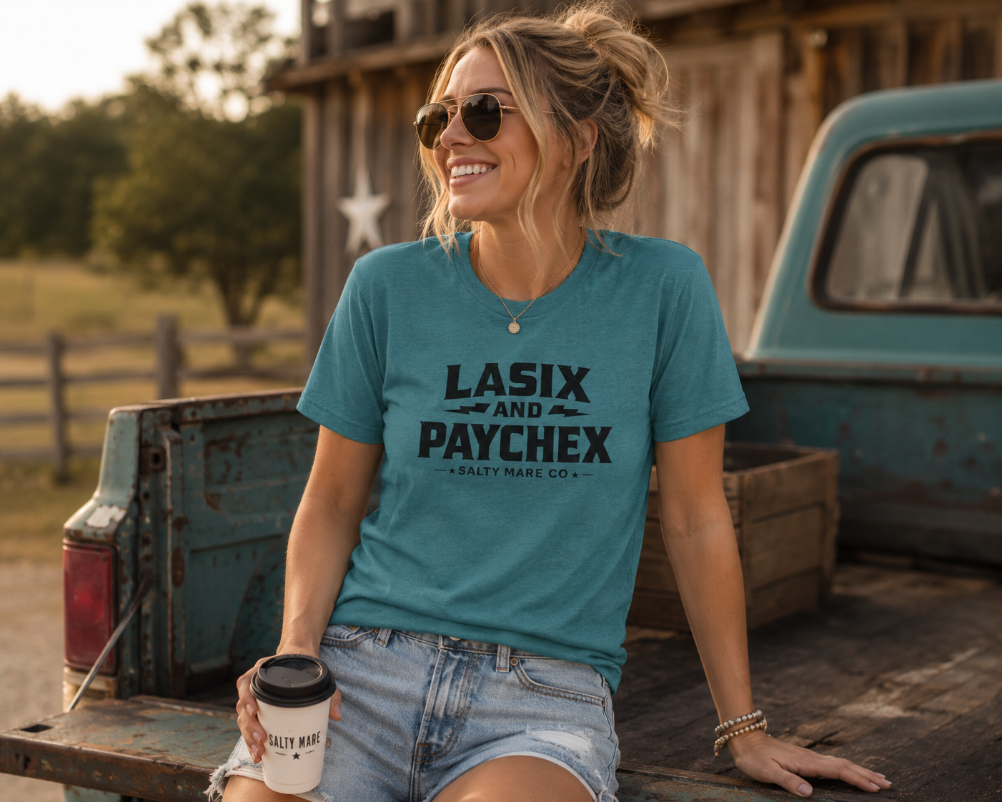 Lasix and Paychex T-Shirt — Barrel Racer Humor