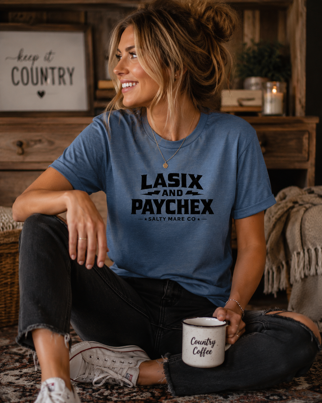 Lasix and Paychex T-Shirt — Barrel Racer Humor