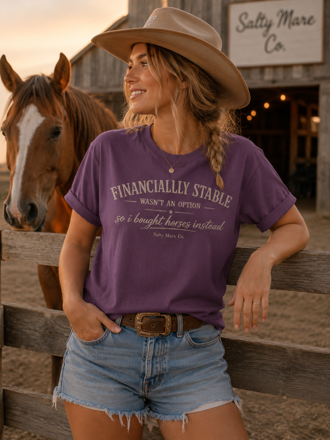 Financially Stable Wasn’t an Option T-Shirt — “So I Bought Horses Instead” Casual Tee